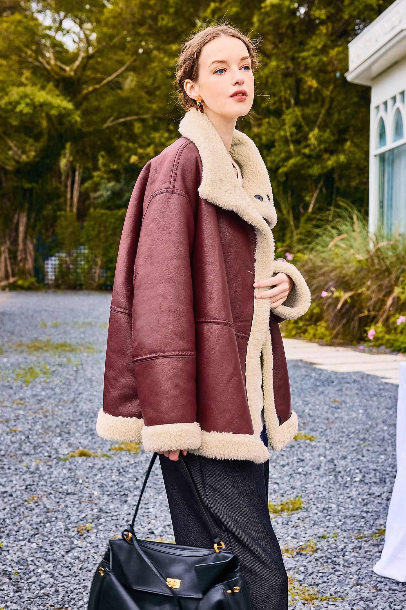 KAMILAN Angora red PU leather faux fur female winter 2025 new fashion short warm Faux Fur Coat
