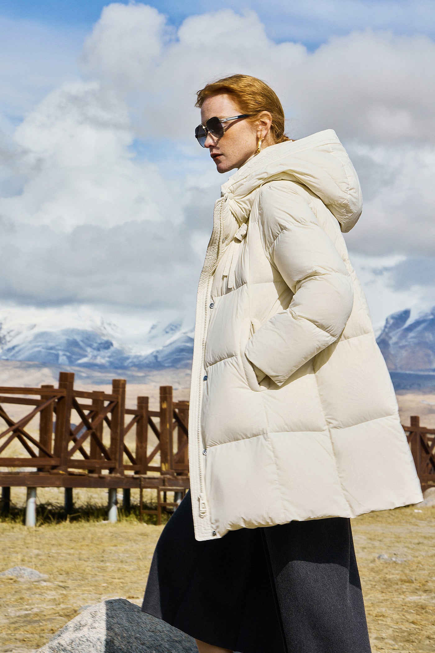KAMILAN white down jacket women's winter 2025 new long warm down jacket hooded.