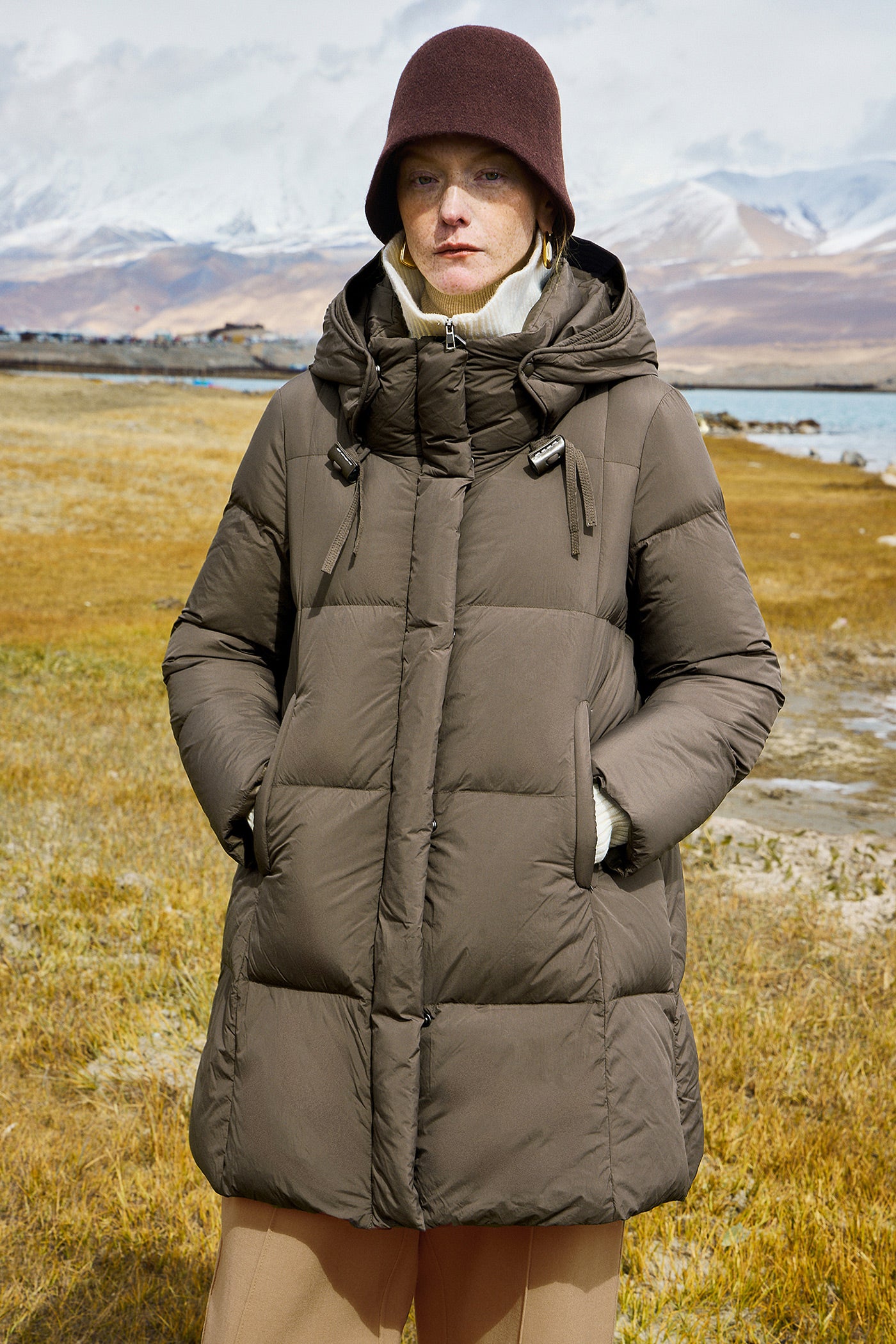 KAMILAN white down jacket women's winter 2025 new long warm down jacket hooded.