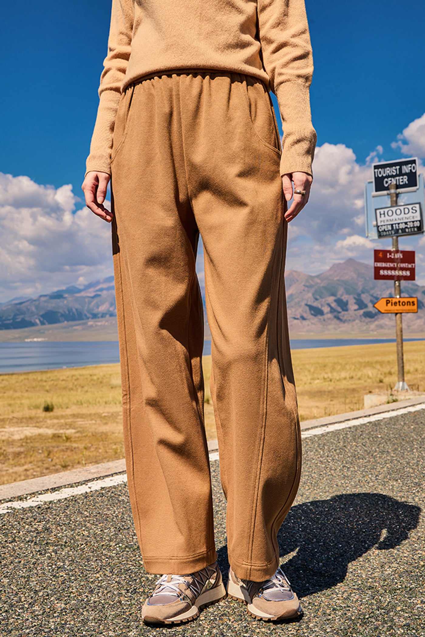 KAMILAN casual pants women's autumn new high waist straight wide-leg pants