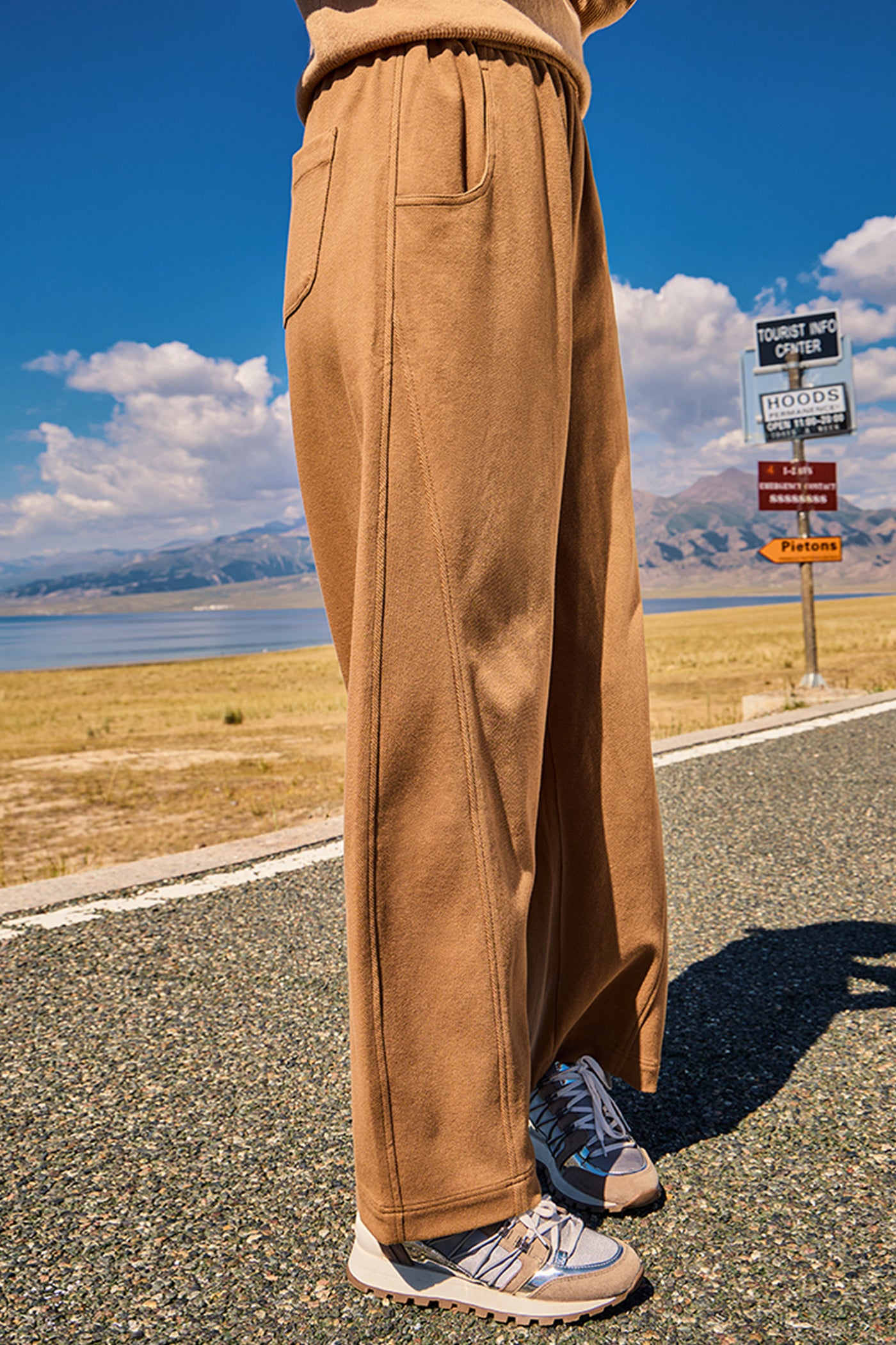 KAMILAN casual pants women's autumn new high waist straight wide-leg pants