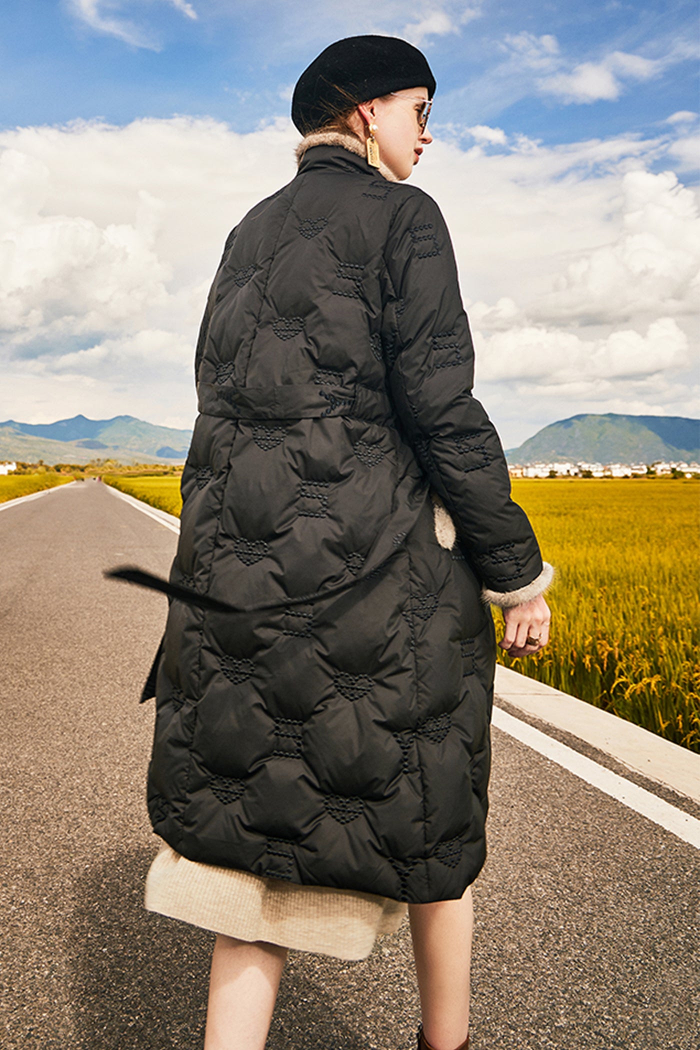 KAMILAN mink fur collar down jacket female 2022 winter new long embroidered white goose down jacket