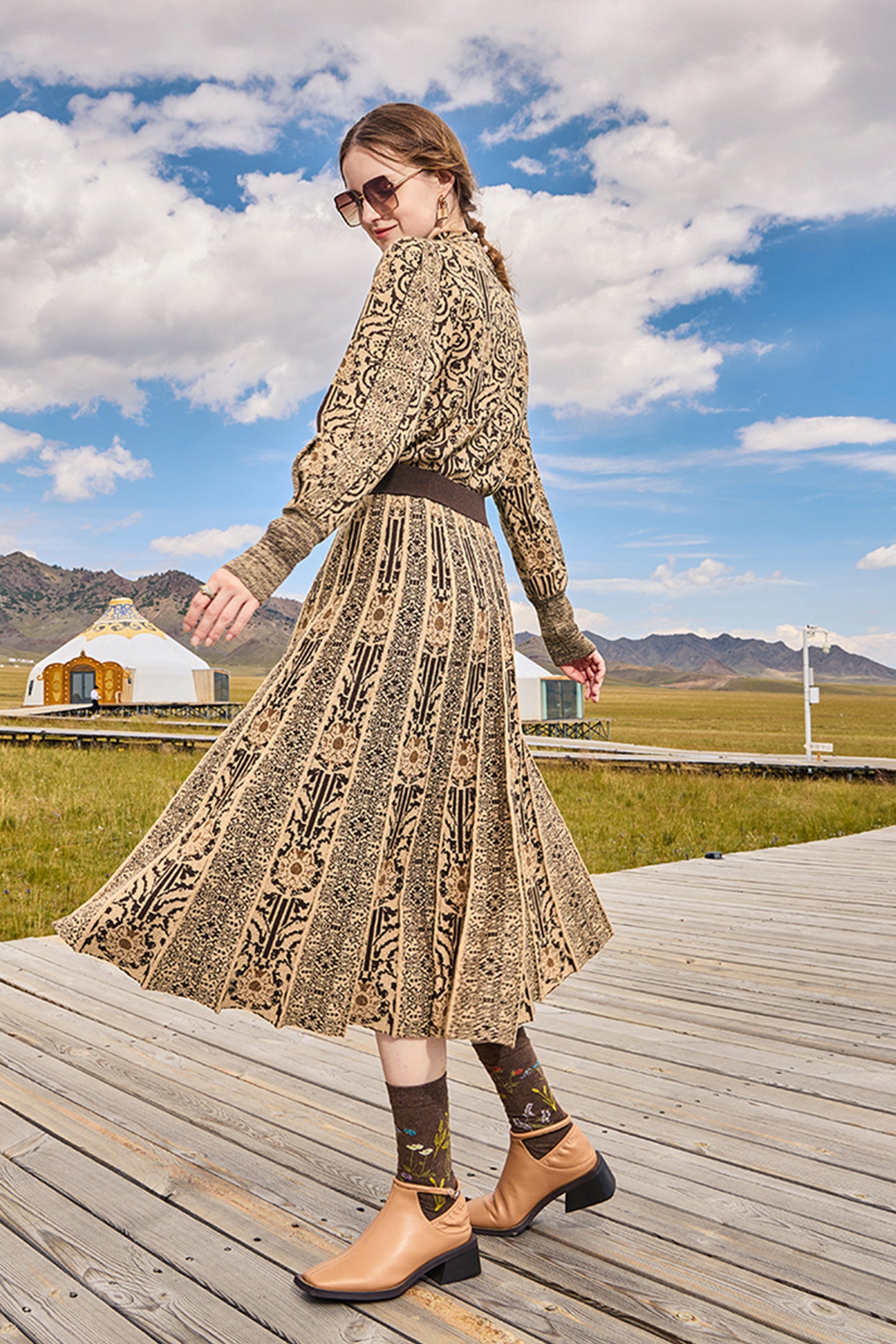 KAMILAN Printed Wool Sweater for Women – 2025 Fall Short Knit Pullover, Long Sleeve Elegant Base Layer