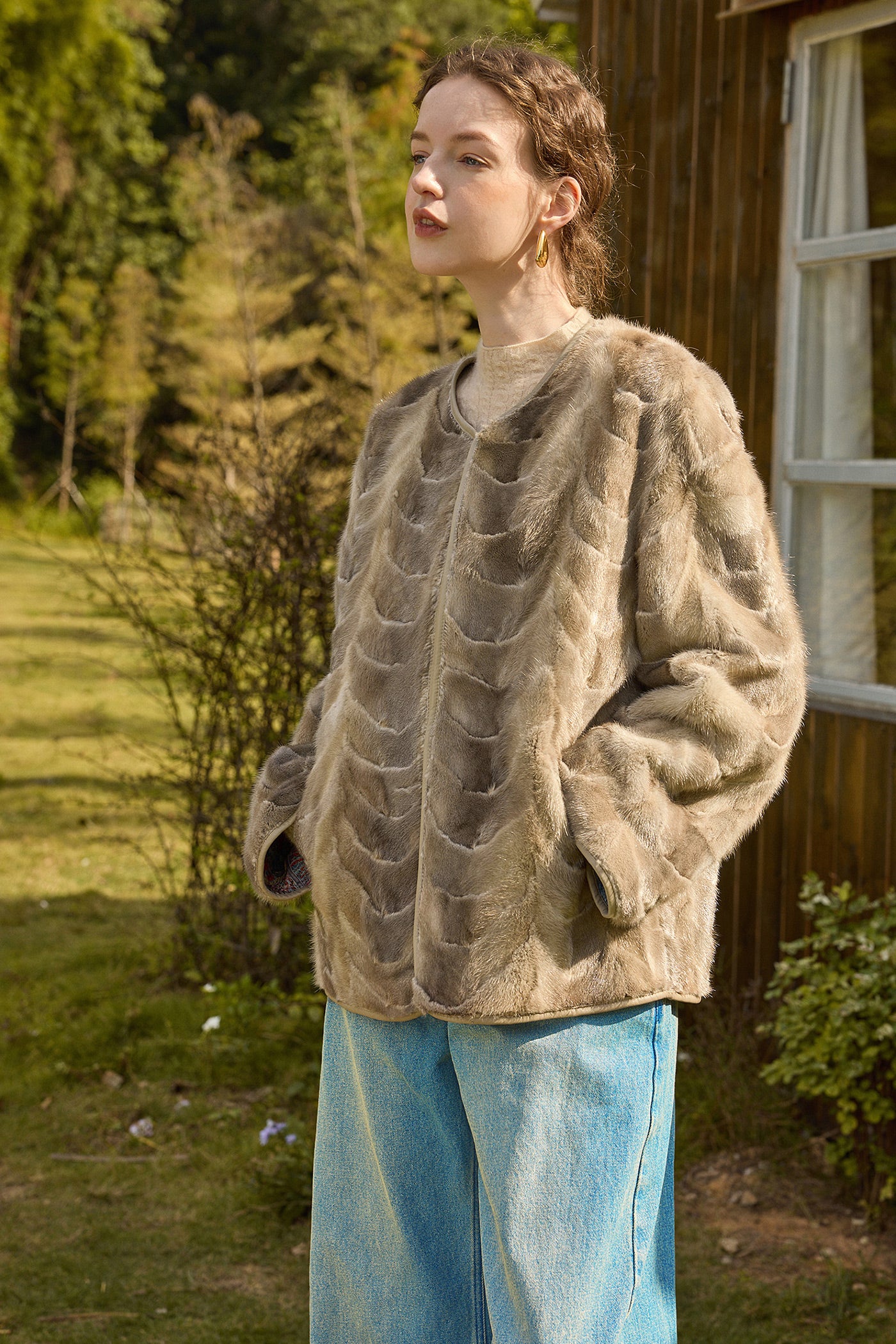 KAMILAN Reversible Mink Fur Jacket for Women – 2025 Winter Short Faux Fur Coat, Double-Sided Wear