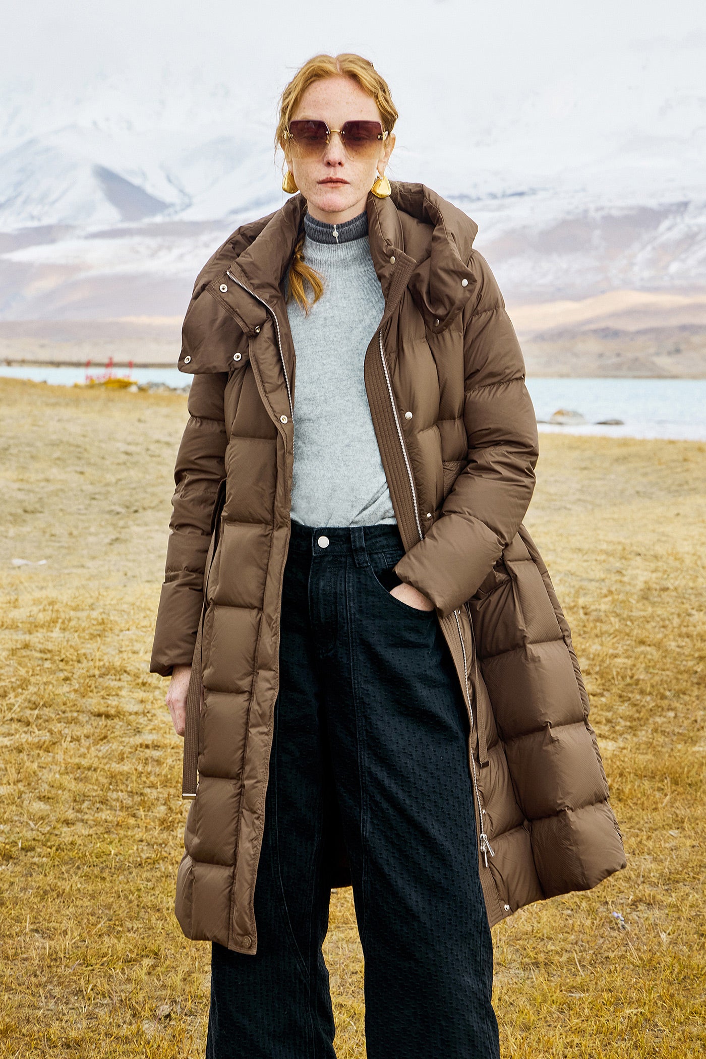 KAMILAN Women's White Duck Down Coat 2025 Winter | Mid-Length Hooded Puffer Jacket