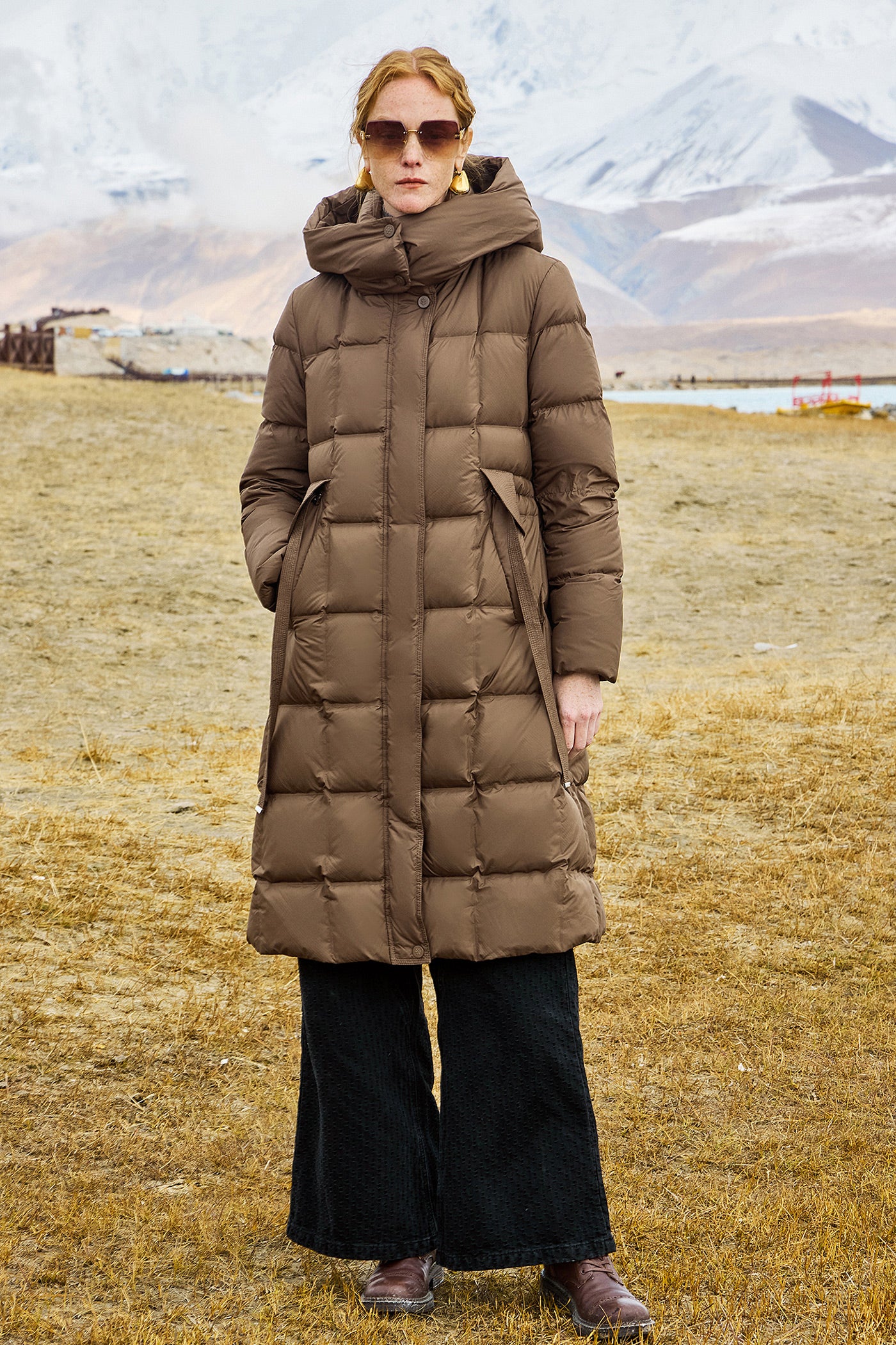 KAMILAN Women's White Duck Down Coat 2025 Winter | Mid-Length Hooded Puffer Jacket