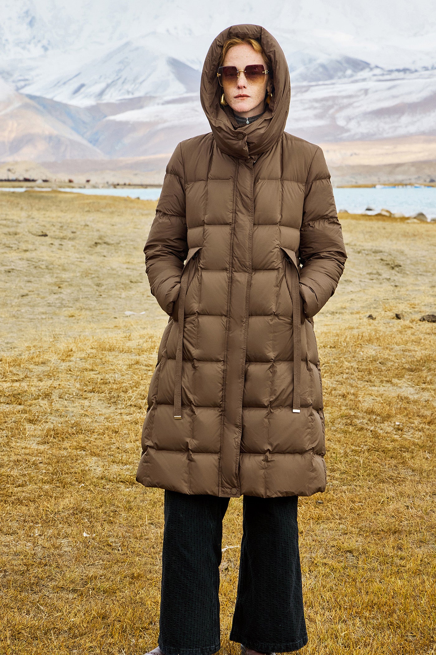 KAMILAN Women's White Duck Down Coat 2025 Winter | Mid-Length Hooded Puffer Jacket
