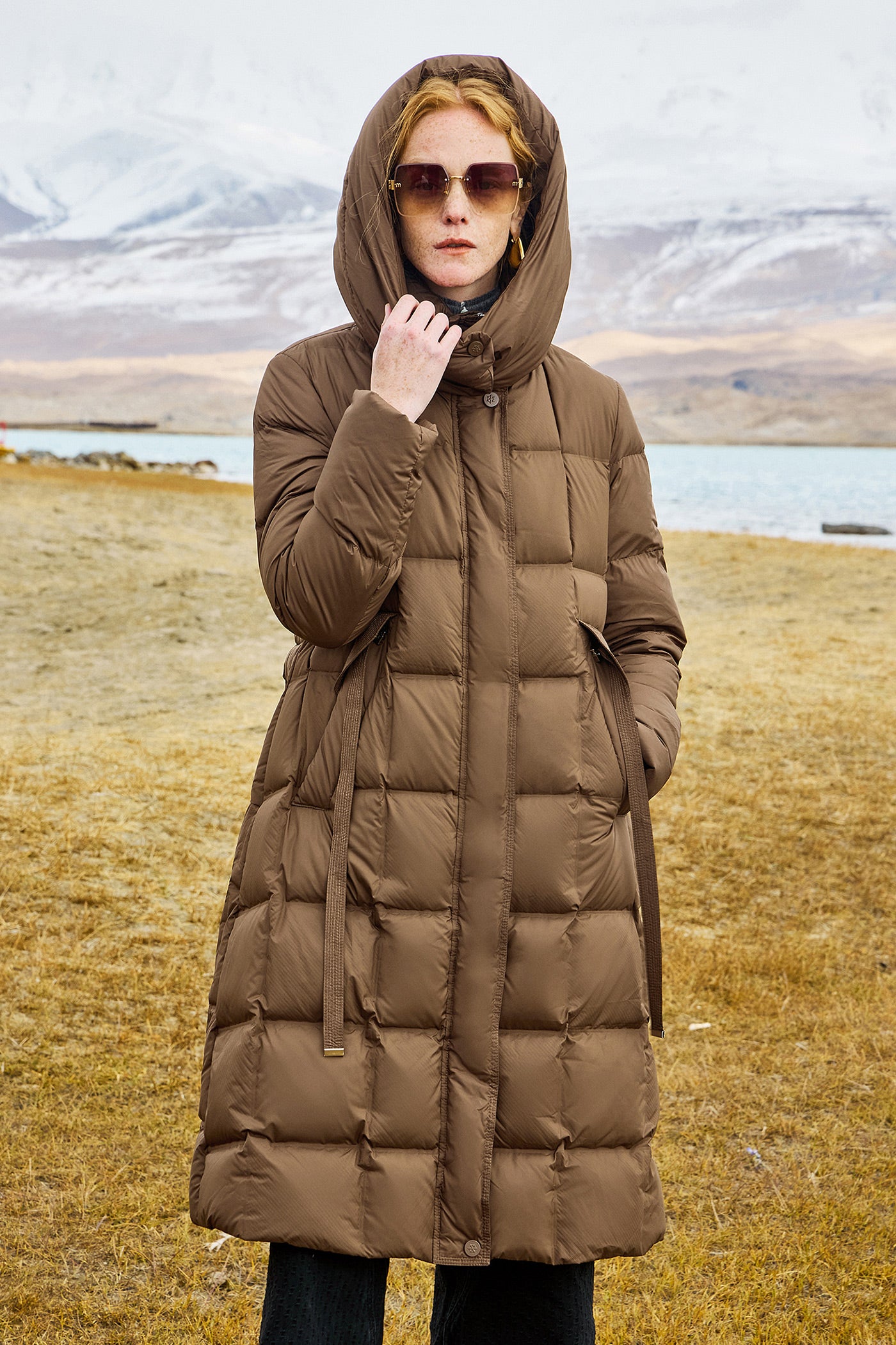 KAMILAN Women's White Duck Down Coat 2025 Winter | Mid-Length Hooded Puffer Jacket