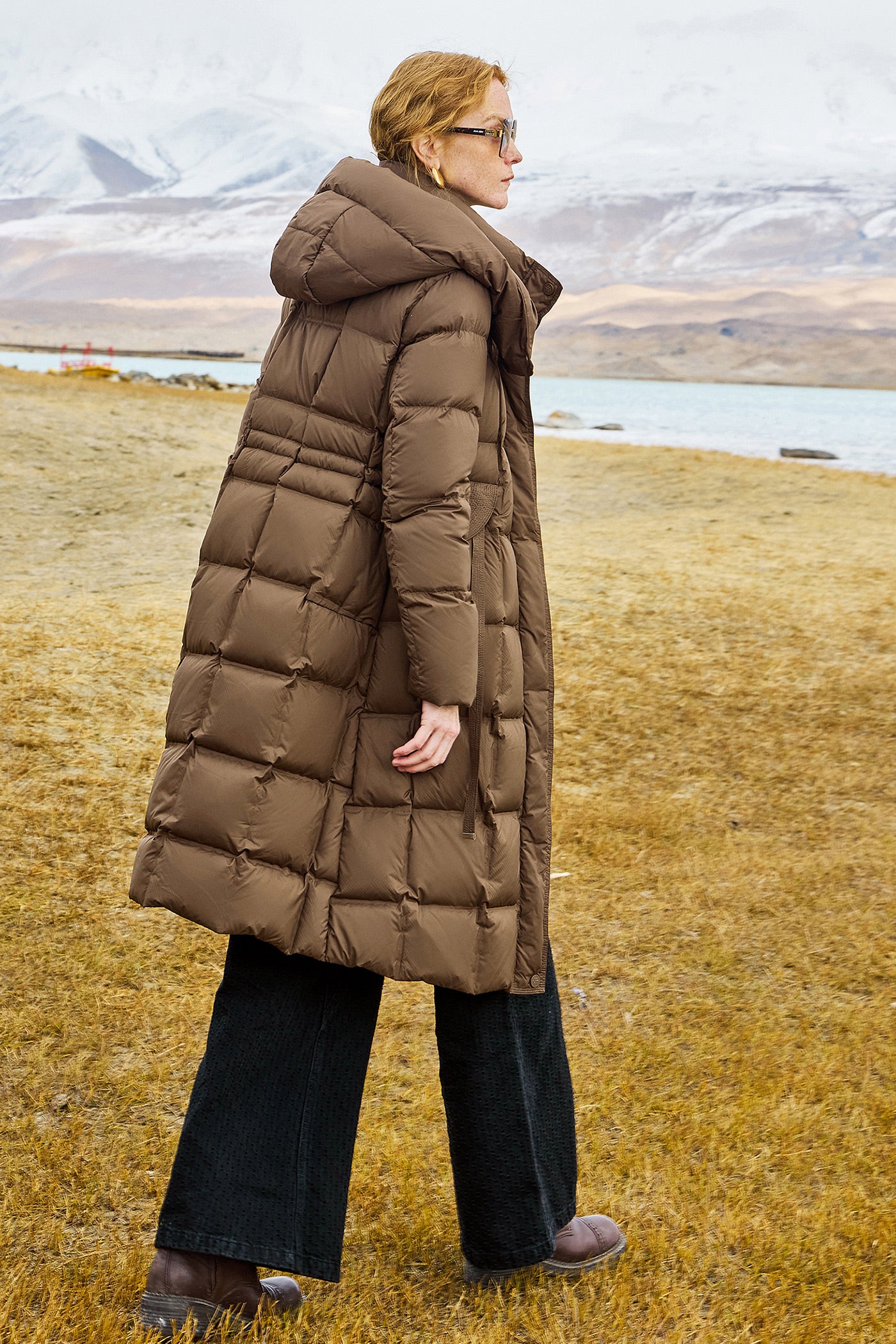 KAMILAN Women's White Duck Down Coat 2025 Winter | Mid-Length Hooded Puffer Jacket