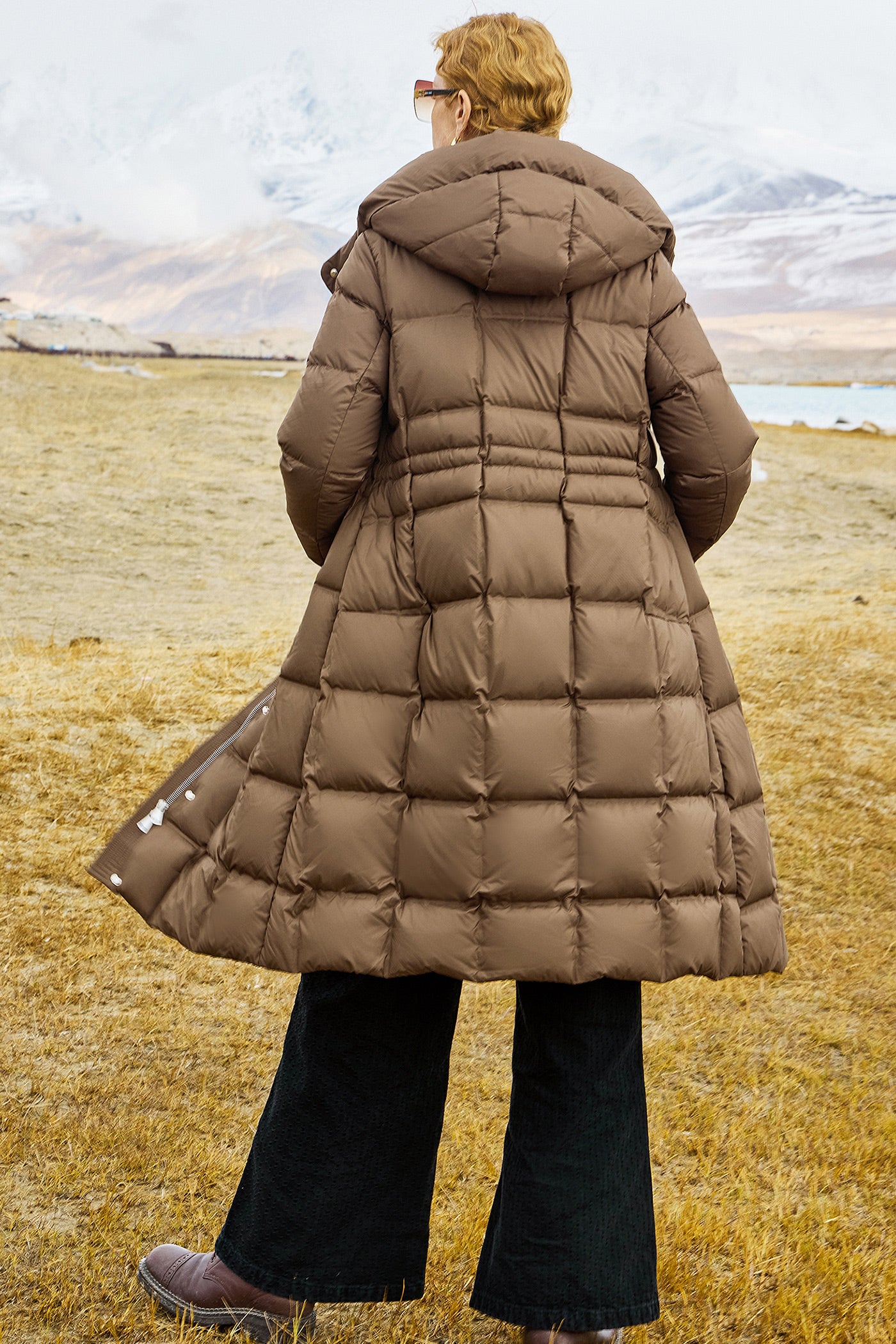 KAMILAN Women's White Duck Down Coat 2025 Winter | Mid-Length Hooded Puffer Jacket