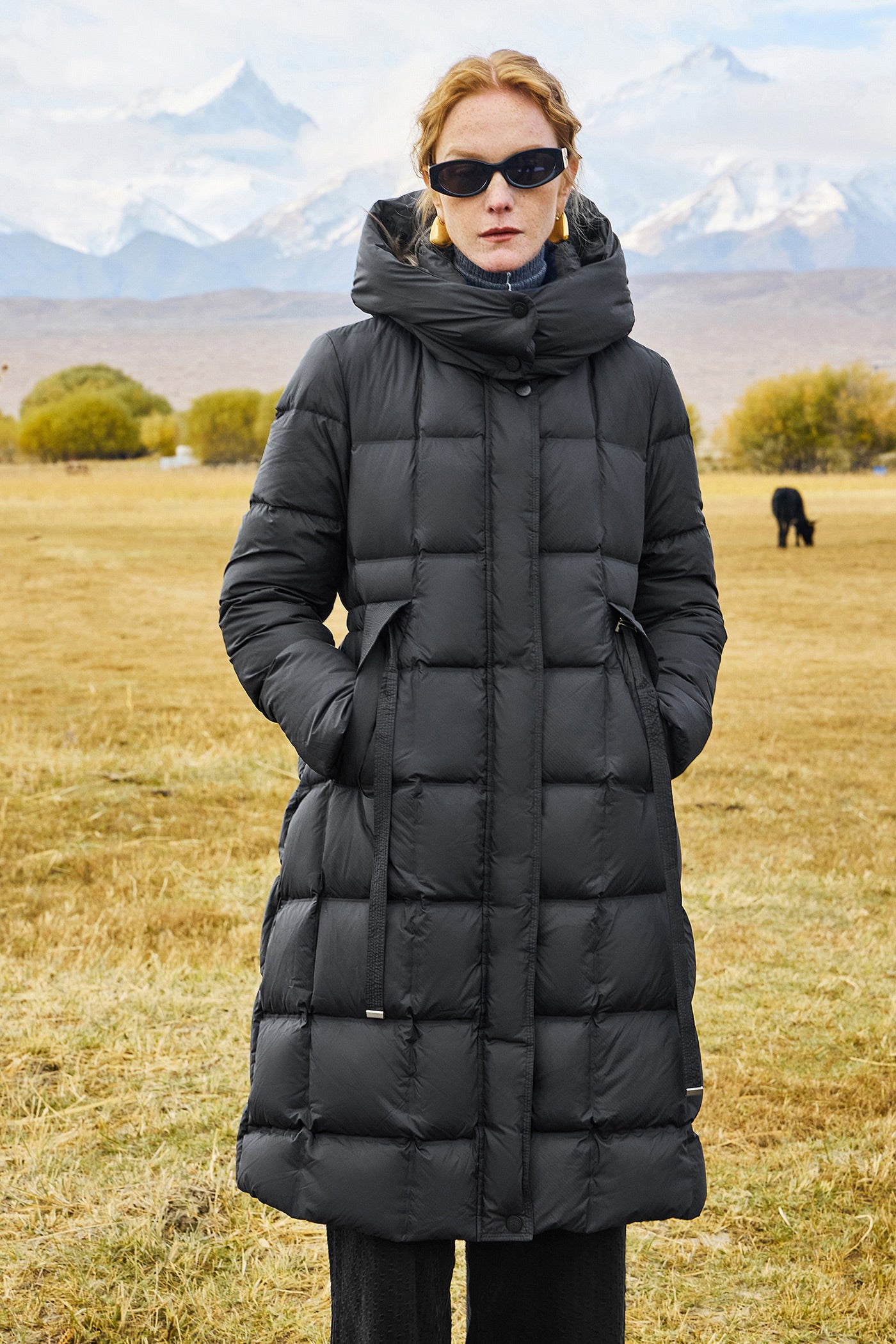 KAMILAN Women's White Duck Down Coat 2025 Winter | Mid-Length Hooded Puffer Jacket