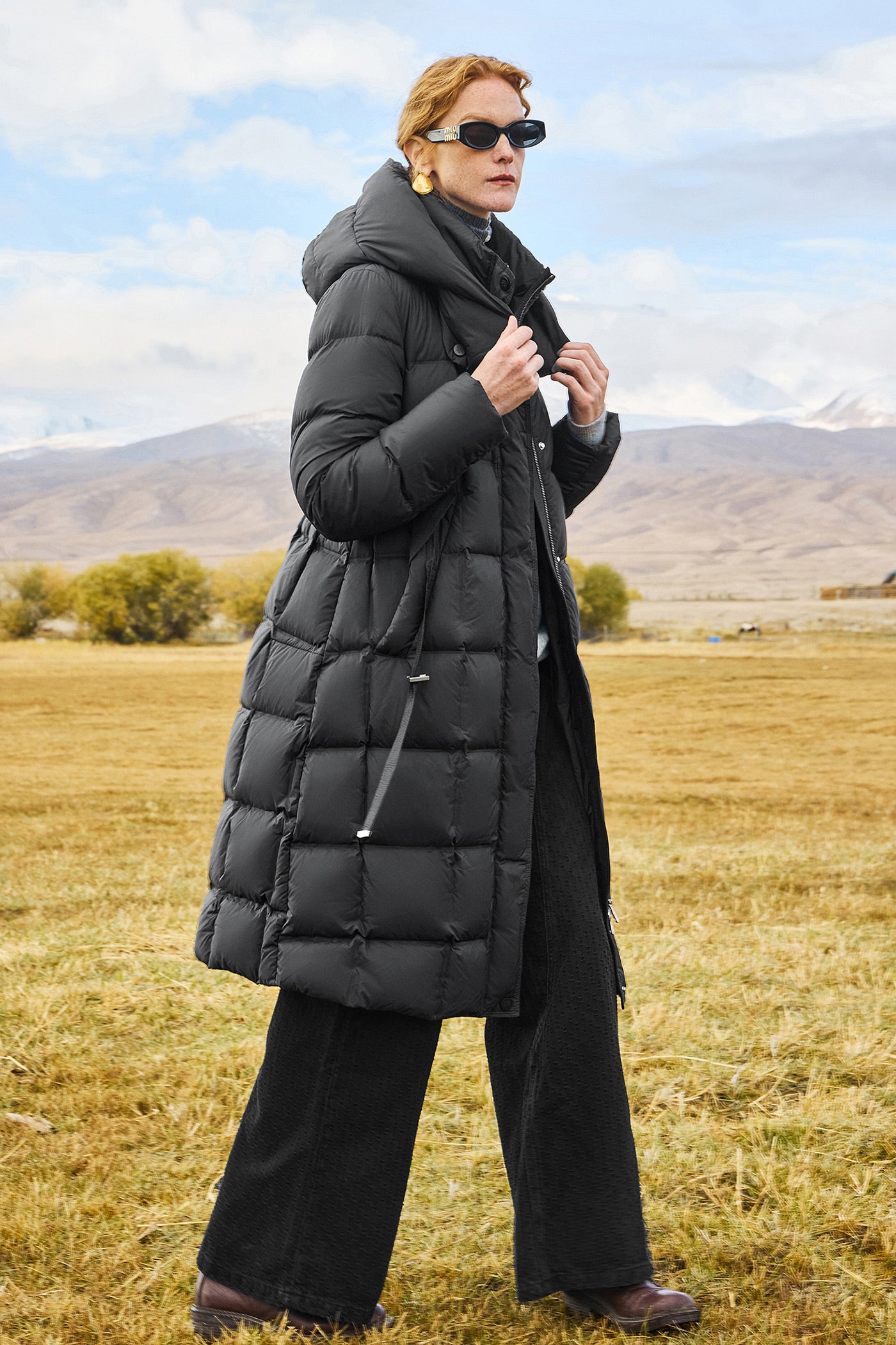 KAMILAN Women's White Duck Down Coat 2025 Winter | Mid-Length Hooded Puffer Jacket