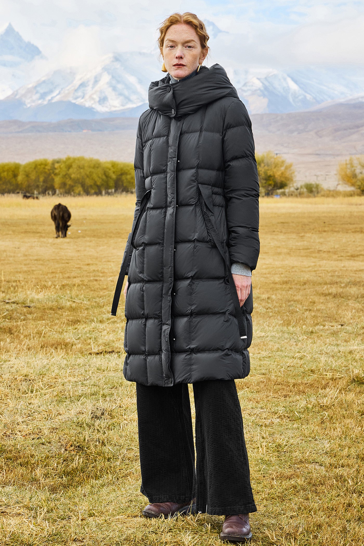KAMILAN Women's White Duck Down Coat 2025 Winter | Mid-Length Hooded Puffer Jacket