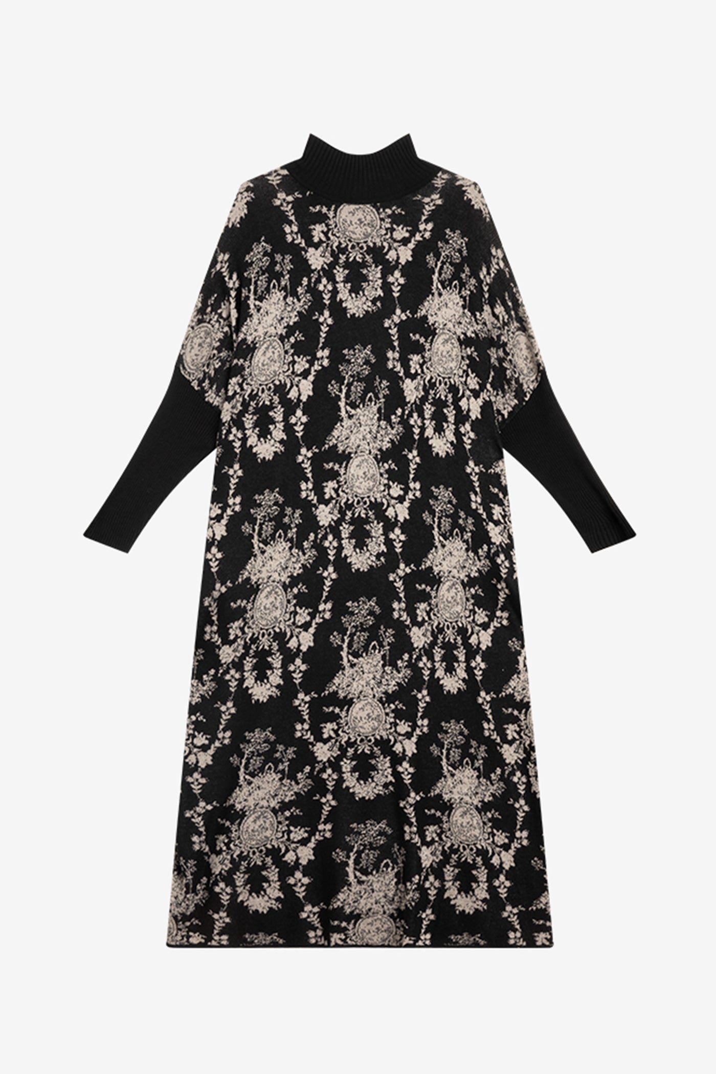 KAMILAN knit dress women's autumn 2025 newstyle loose Mid-Length printed sweater bottoming A-line dress