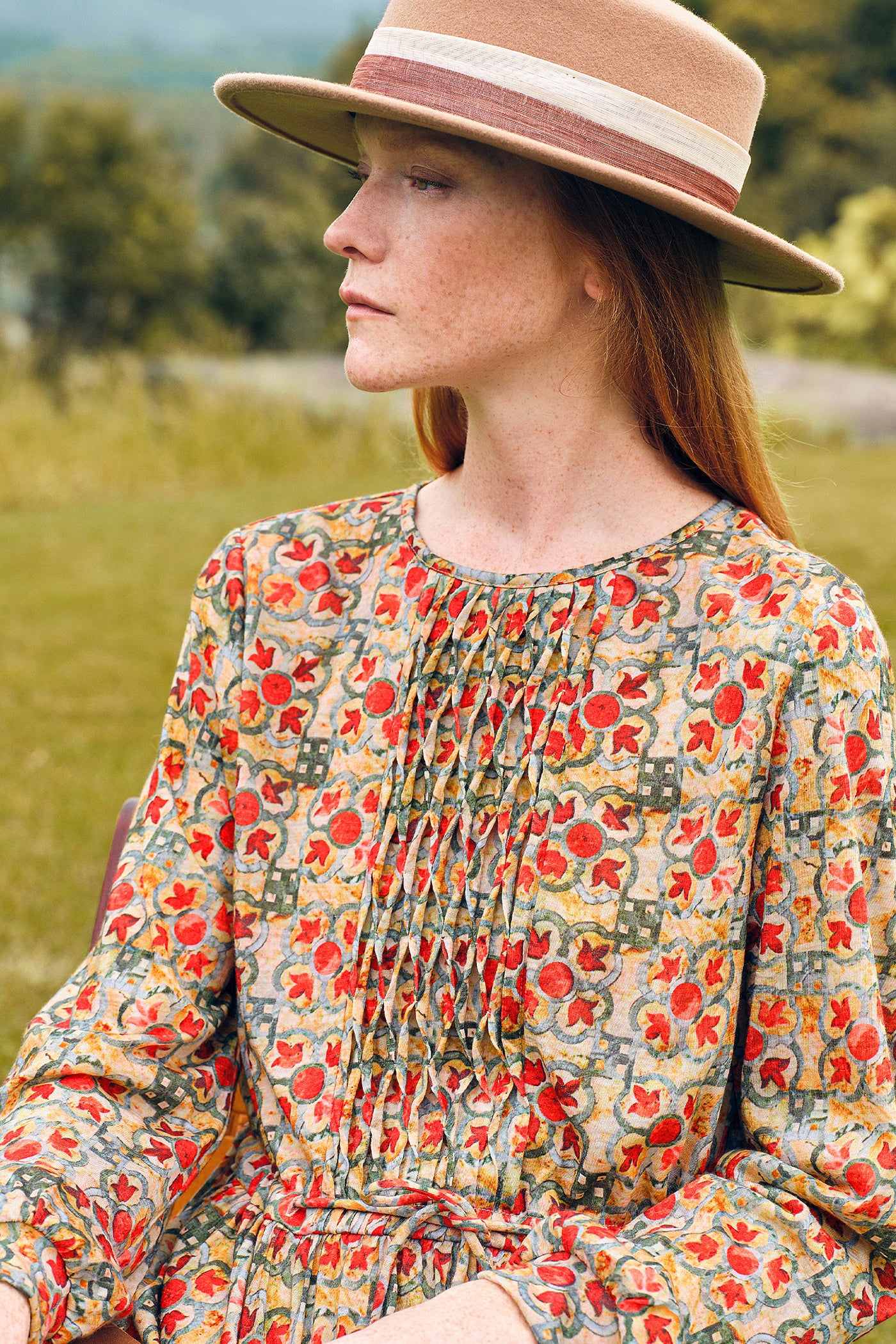 KAMILAN chic wool dress women's autumn 2025 new style Mid-Length print A-word dress