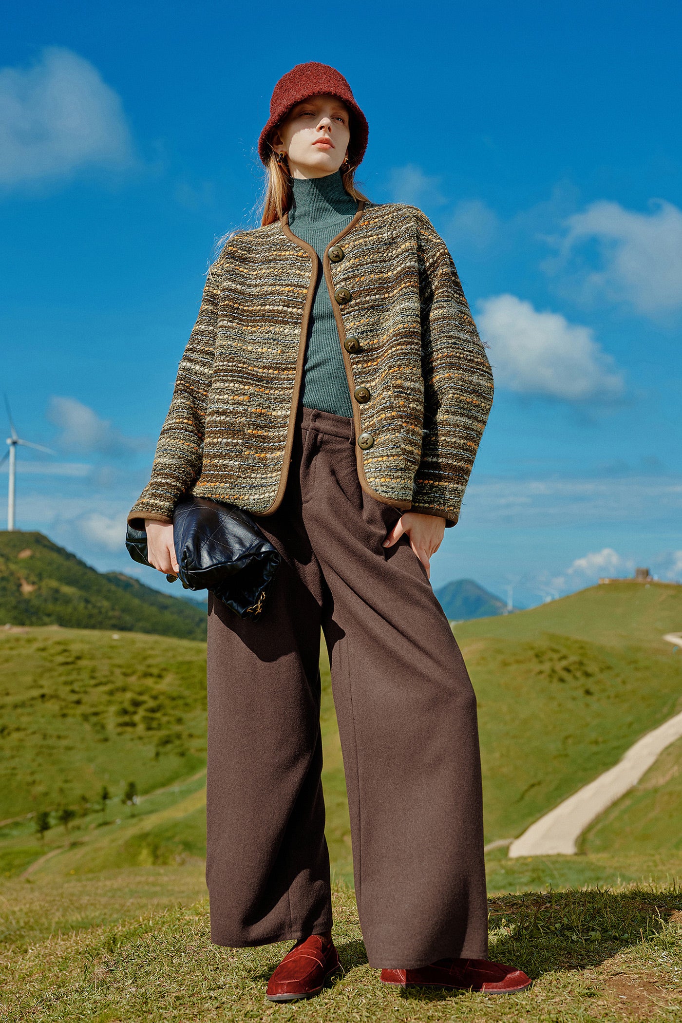 fashion tweed coat women's autumn and winter new style loose small fragrance coat jacket