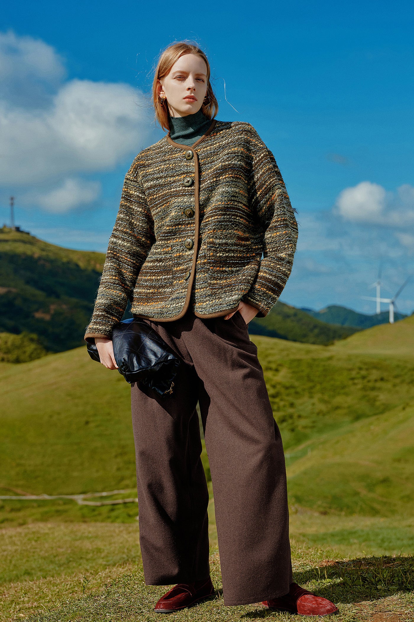 fashion tweed coat women's autumn and winter new style loose small fragrance coat jacket