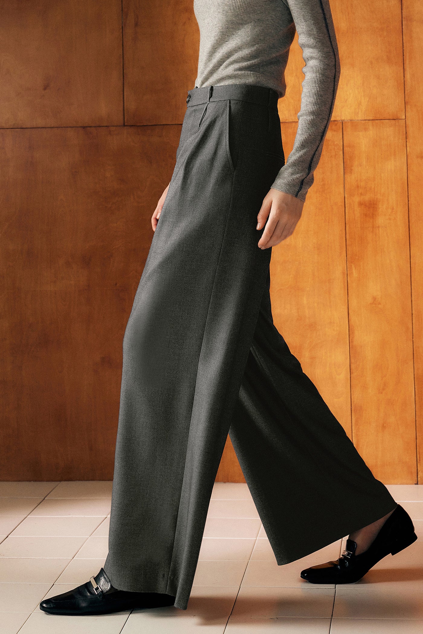 KAMILAN commuter pants women's autumn new style highwaisted wide leg casual pants trousers