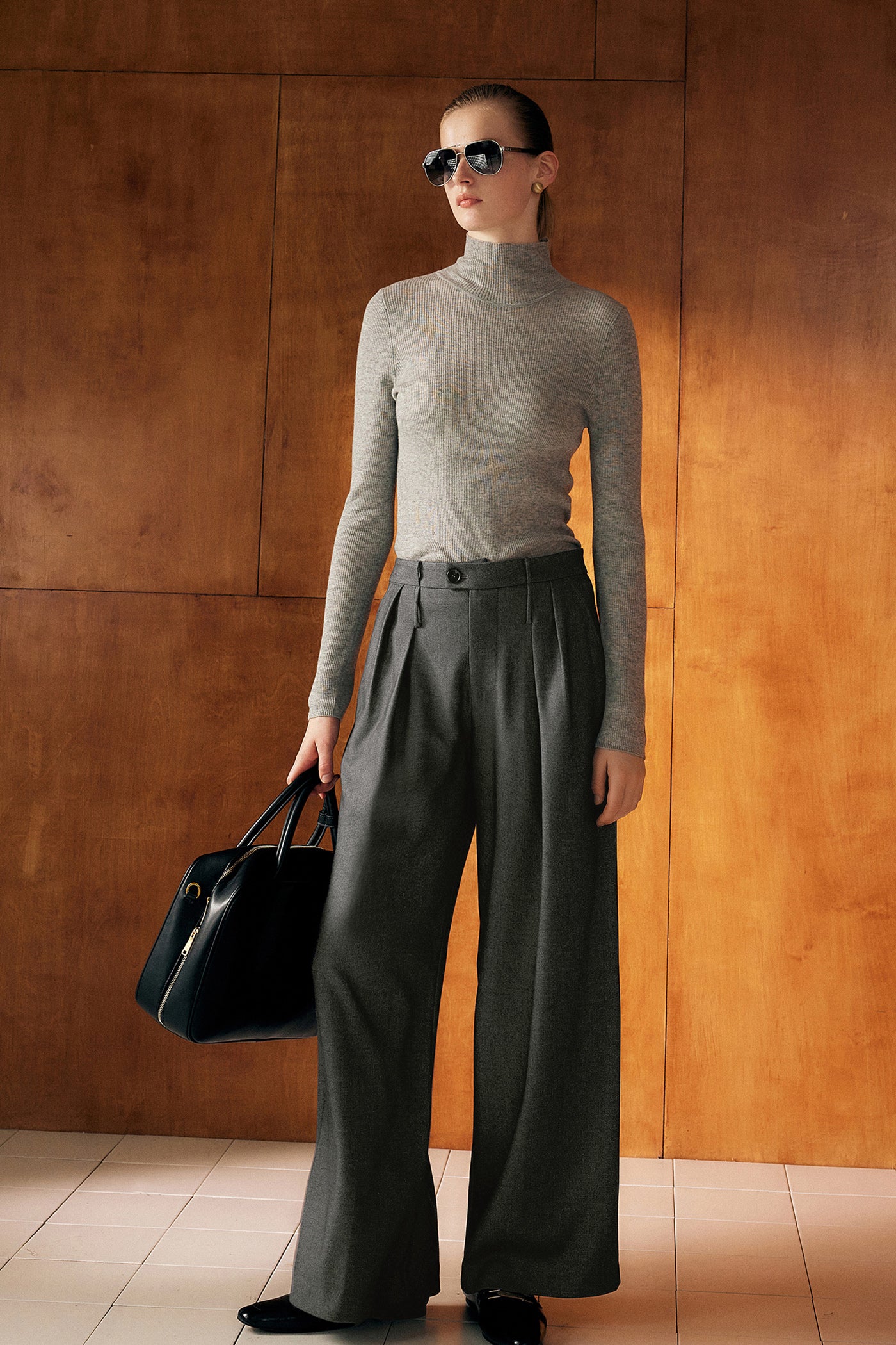 KAMILAN commuter pants women's autumn new style highwaisted wide leg casual pants trousers