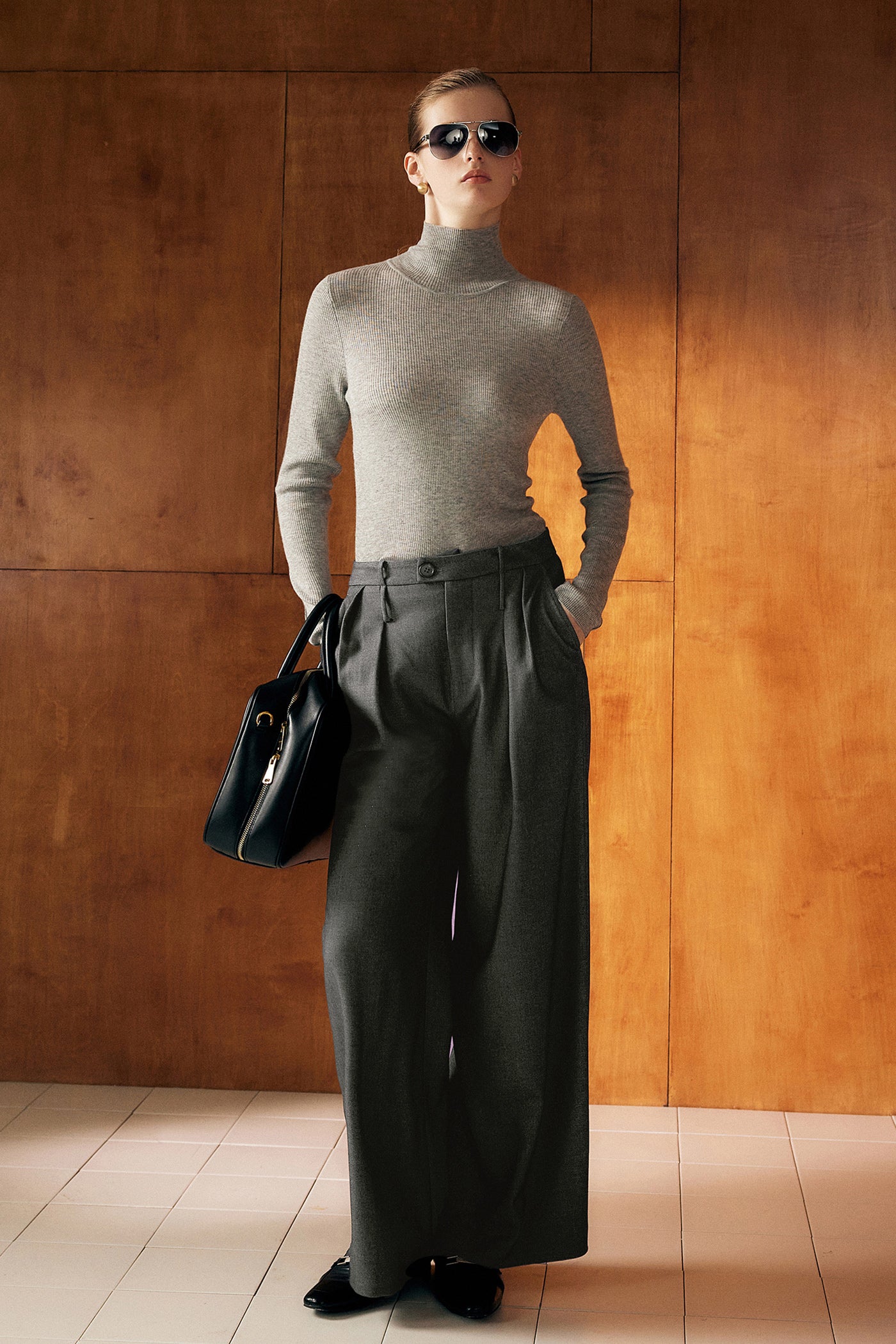 KAMILAN commuter pants women's autumn new style highwaisted wide leg casual pants trousers