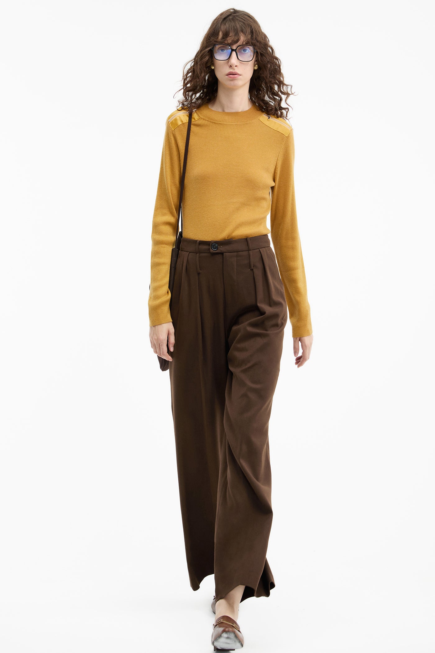 KAMILAN commuter pants women's autumn new style highwaisted wide leg casual pants trousers