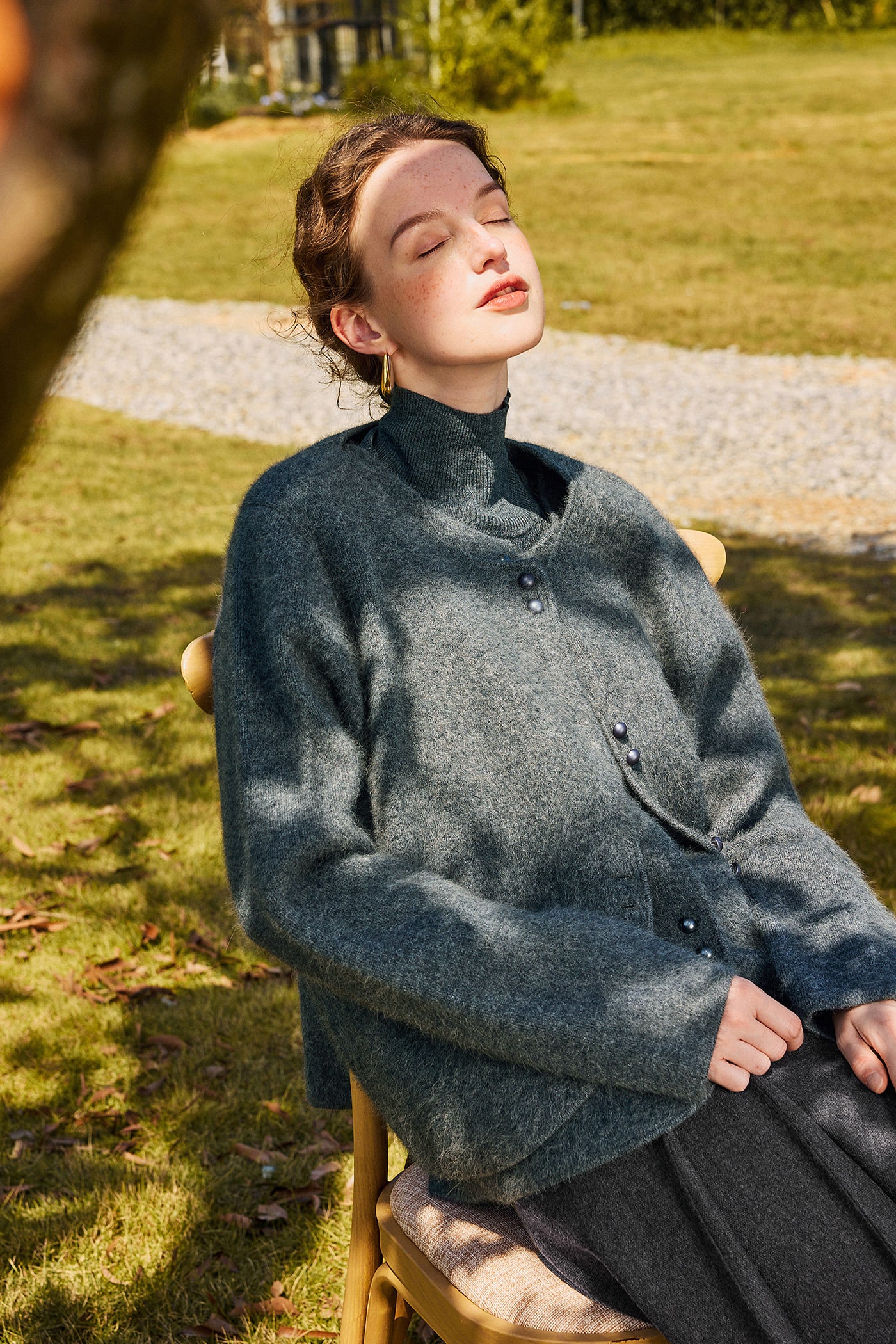 KAMILAN short grey knit cardigan jacket women's autumn and winter 2025 new fashion sweater top.