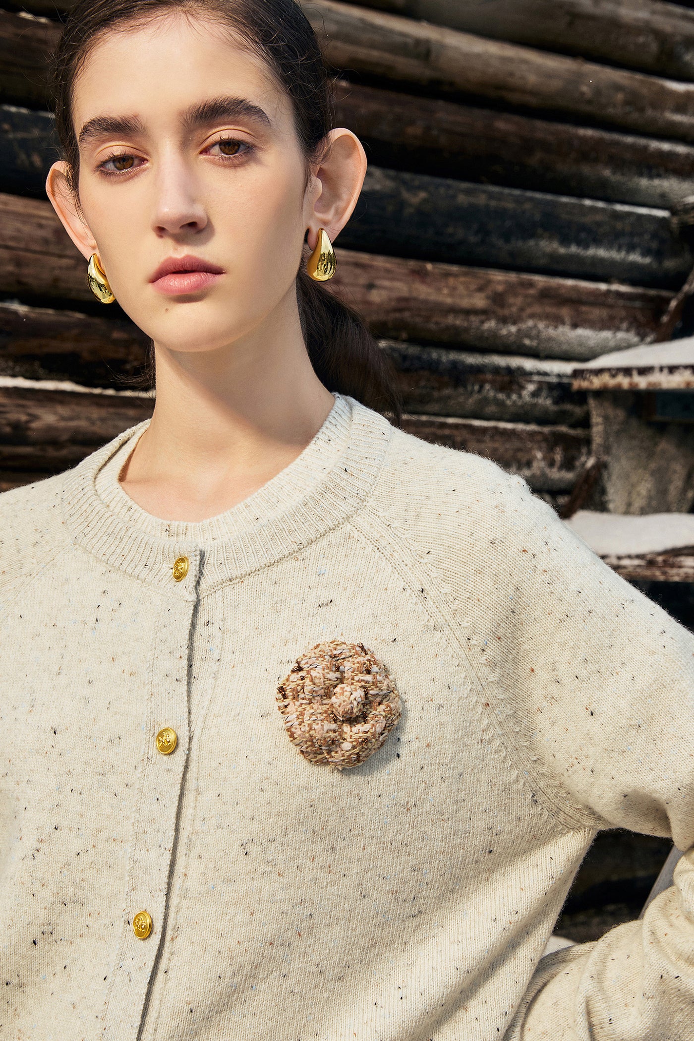KAMILAN Women's French Wool Knit Cardigan 2025 Fall | Elegant Button-Up Sweater Outerwear