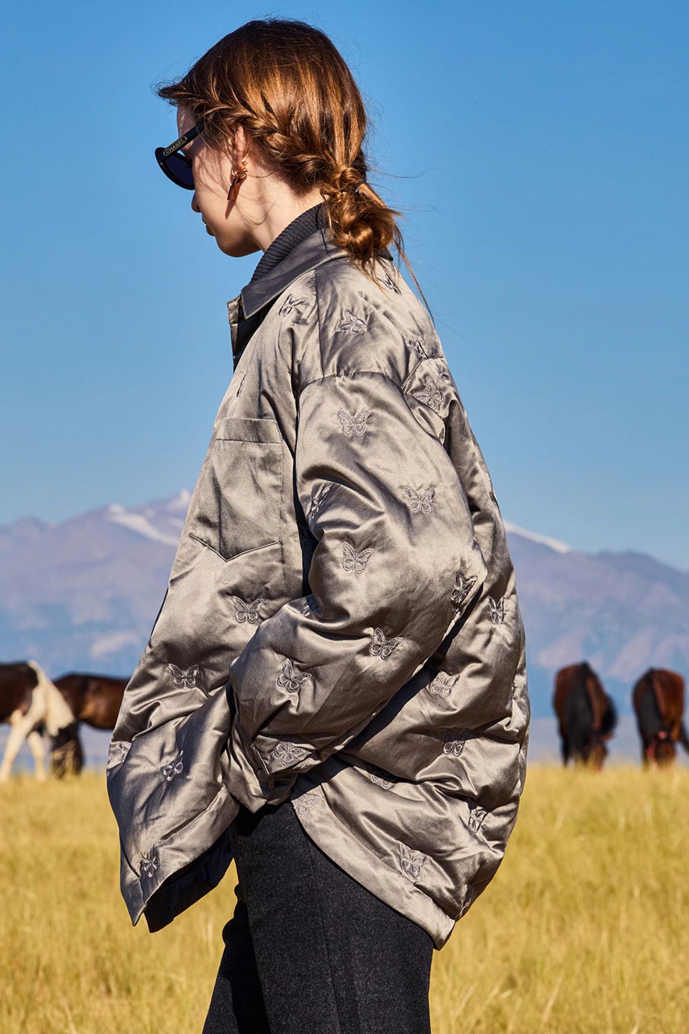 KAMILAN Women's Shirt-Style Down Jacket 2025 Winter Embroidered White Goose Down Coat, Warm Mid-Length Outerwear