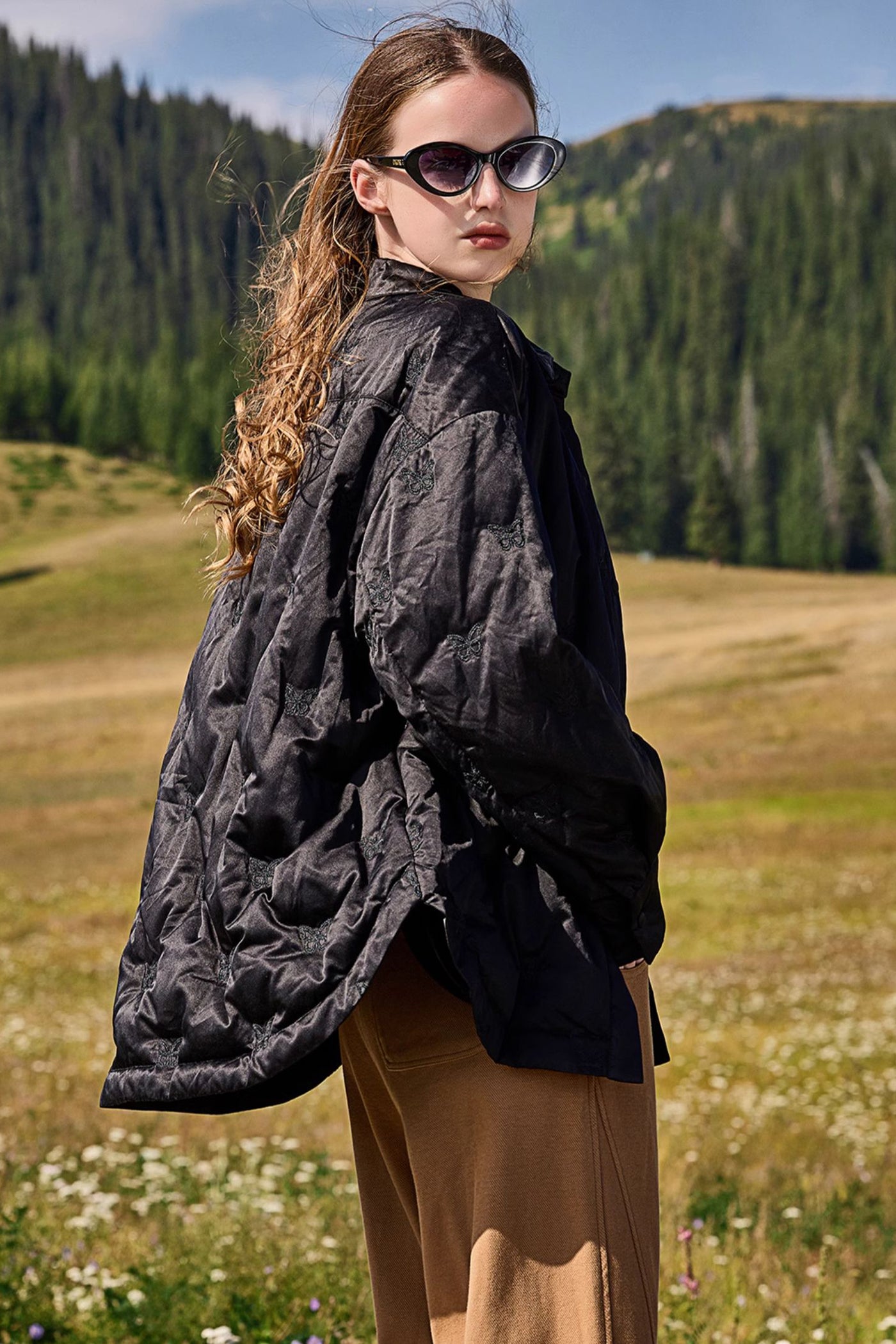 KAMILAN Women's Shirt-Style Down Jacket 2025 Winter Embroidered White Goose Down Coat, Warm Mid-Length Outerwear