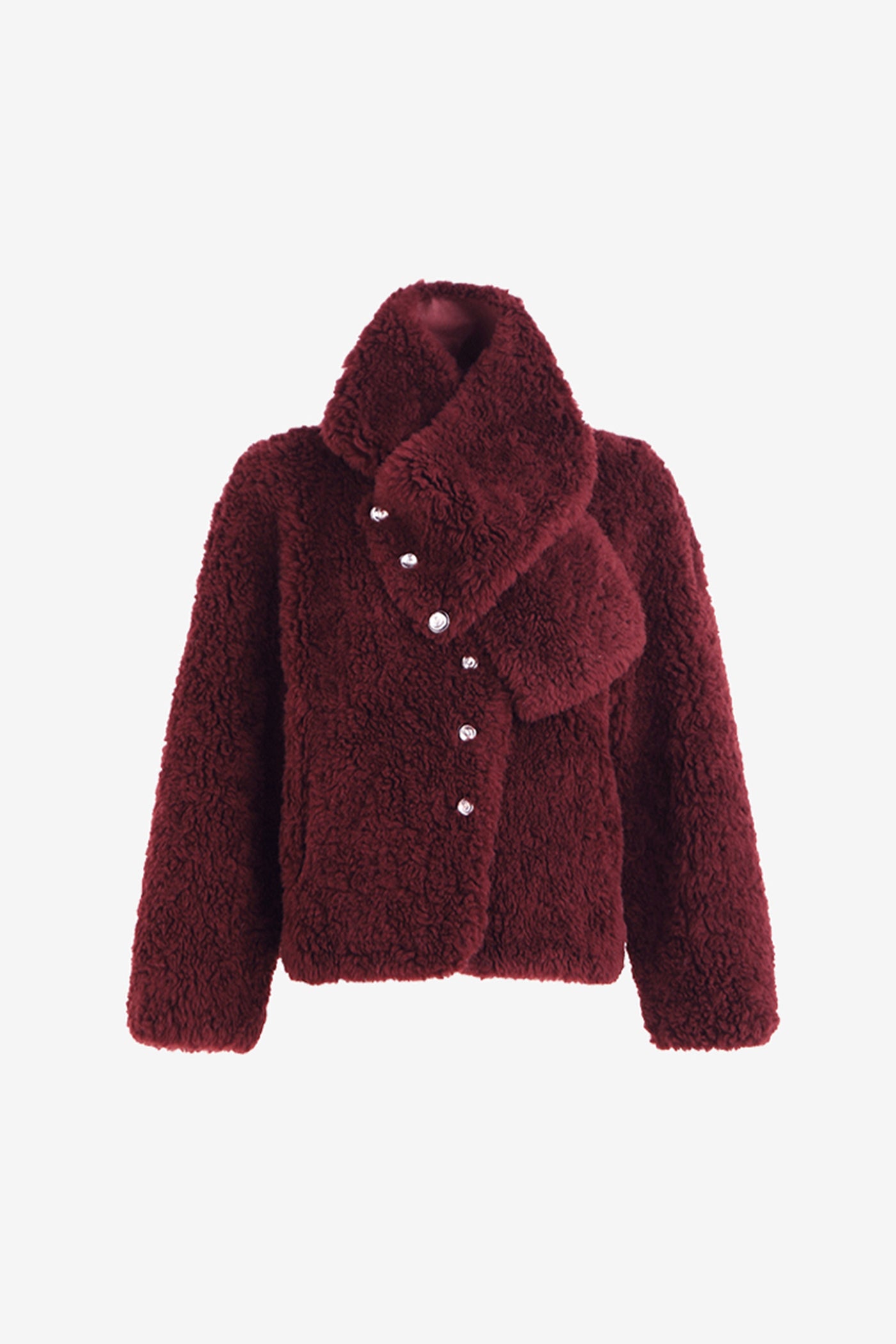KAMILAN Women's Short Wool Jacket 2025 Winter Shearling Coat with Unique Design