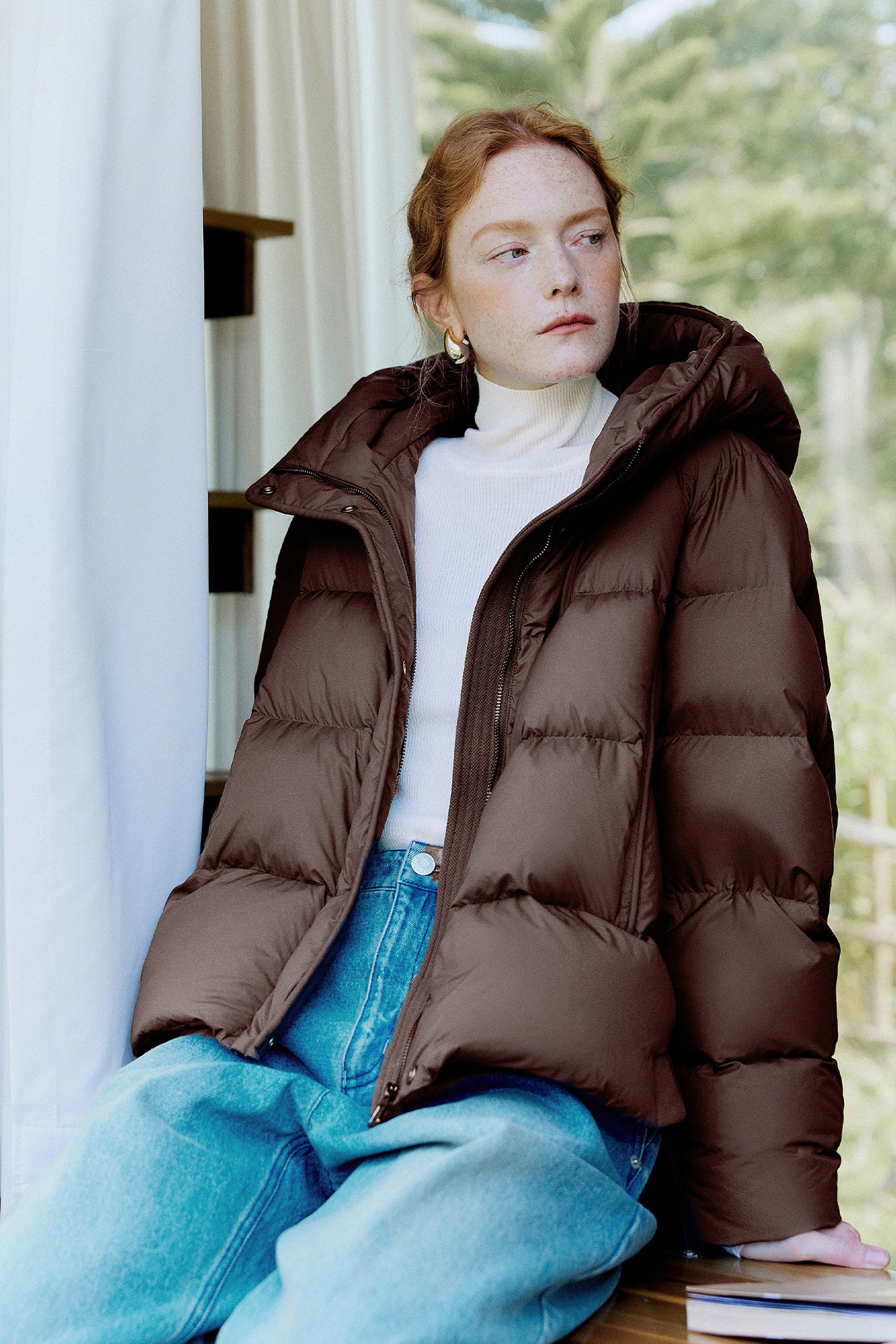 KAMILAN Women's White Duck Down Puffer Jacket 2025 Winter Fashion Hooded Bubble Coat