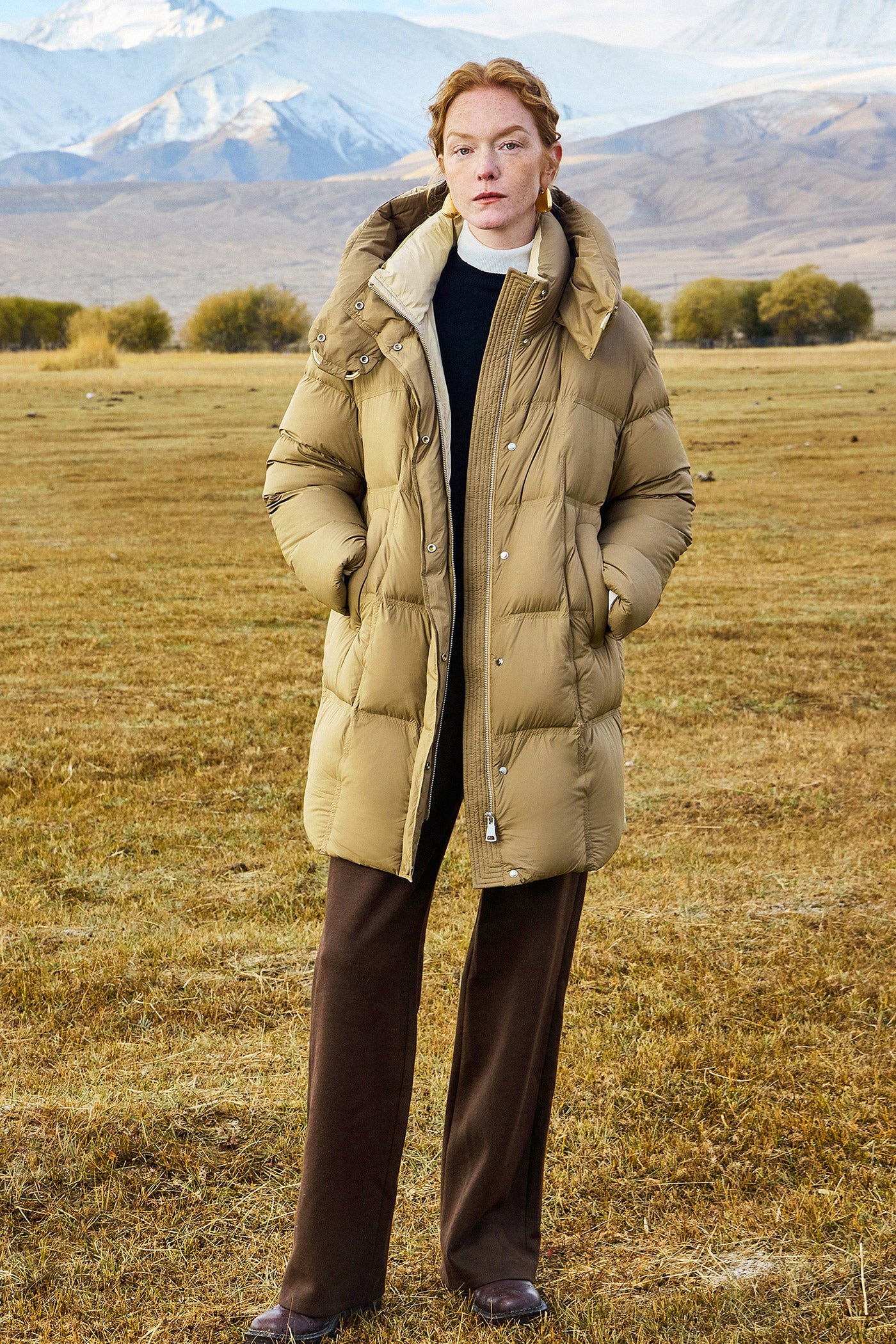 KAMILAN Women's Mid-Length White Goose Down Jacket 2025 Winter Hooded Puffer Coat