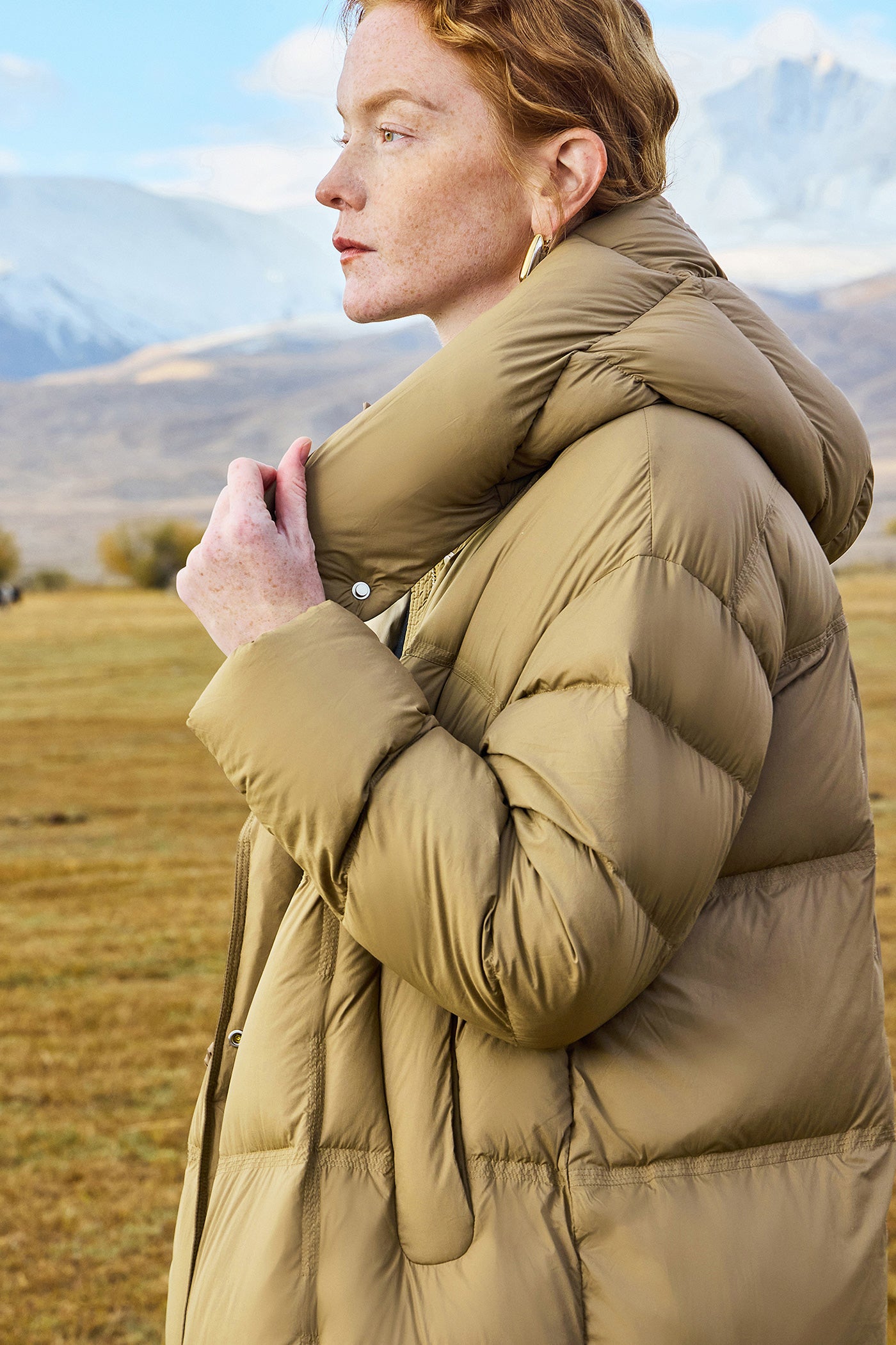 KAMILAN Women's Mid-Length White Goose Down Jacket 2025 Winter Hooded Puffer Coat