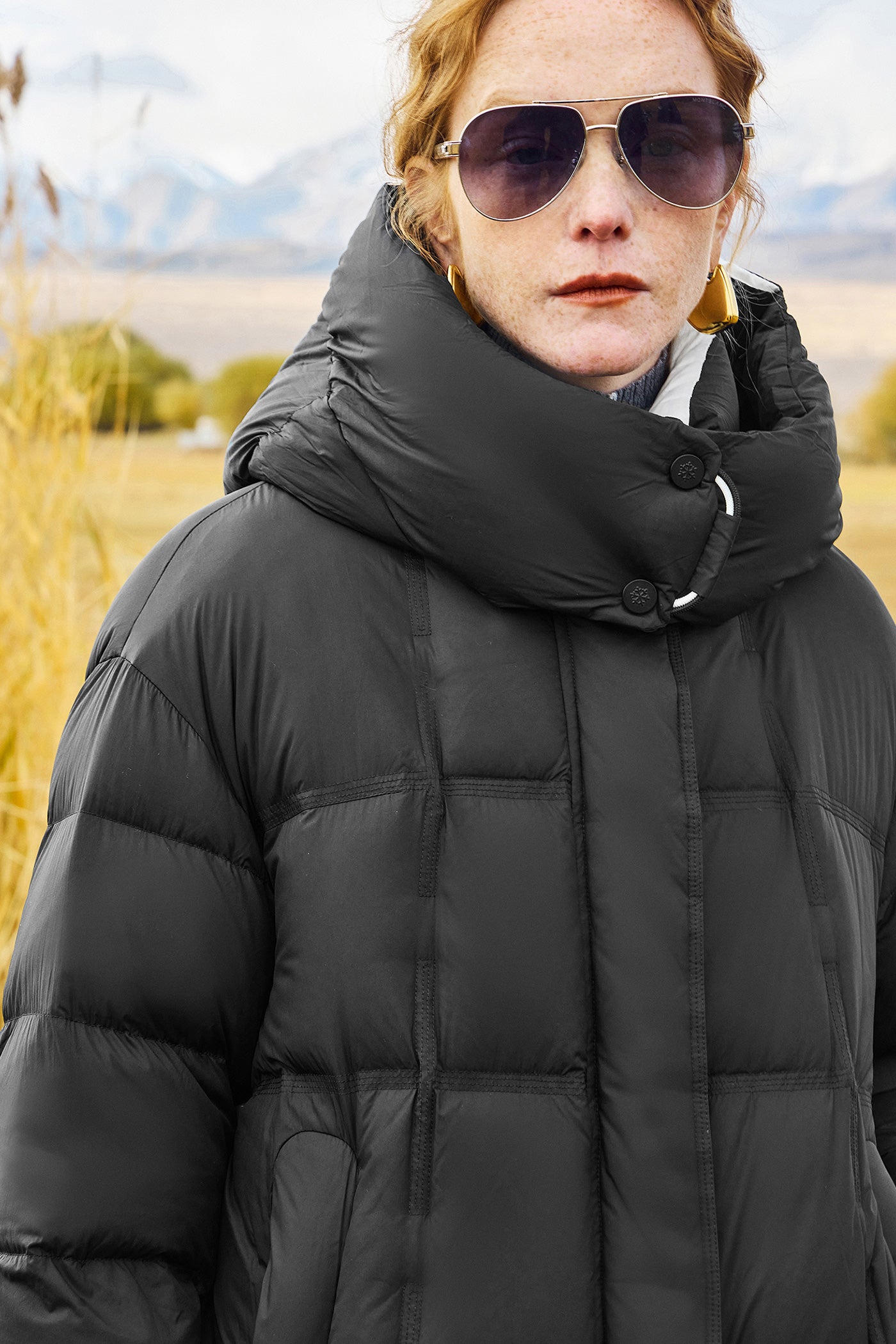 KAMILAN Women's Mid-Length White Goose Down Jacket 2025 Winter Hooded Puffer Coat