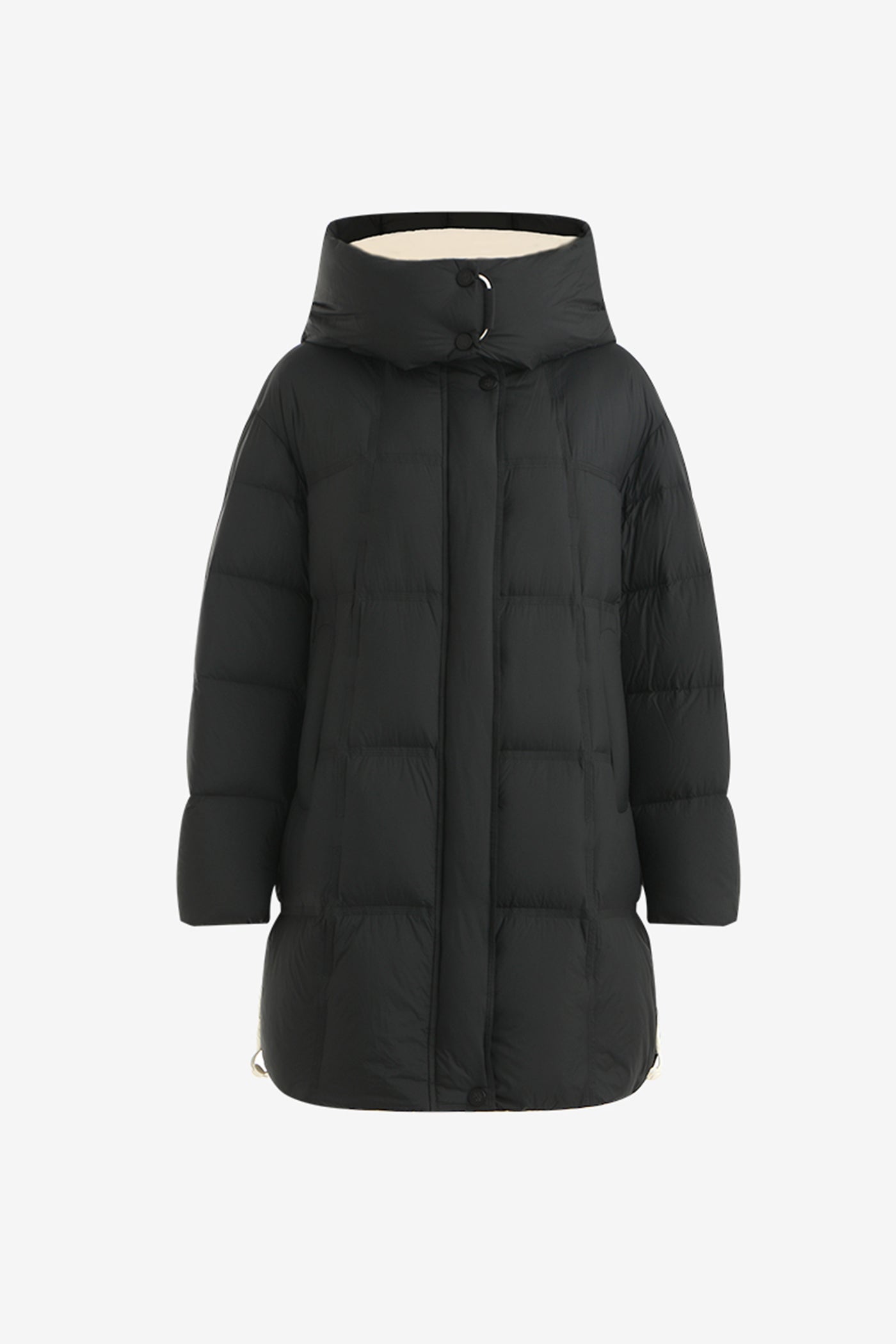 KAMILAN Women's Mid-Length White Goose Down Jacket 2025 Winter Hooded Puffer Coat