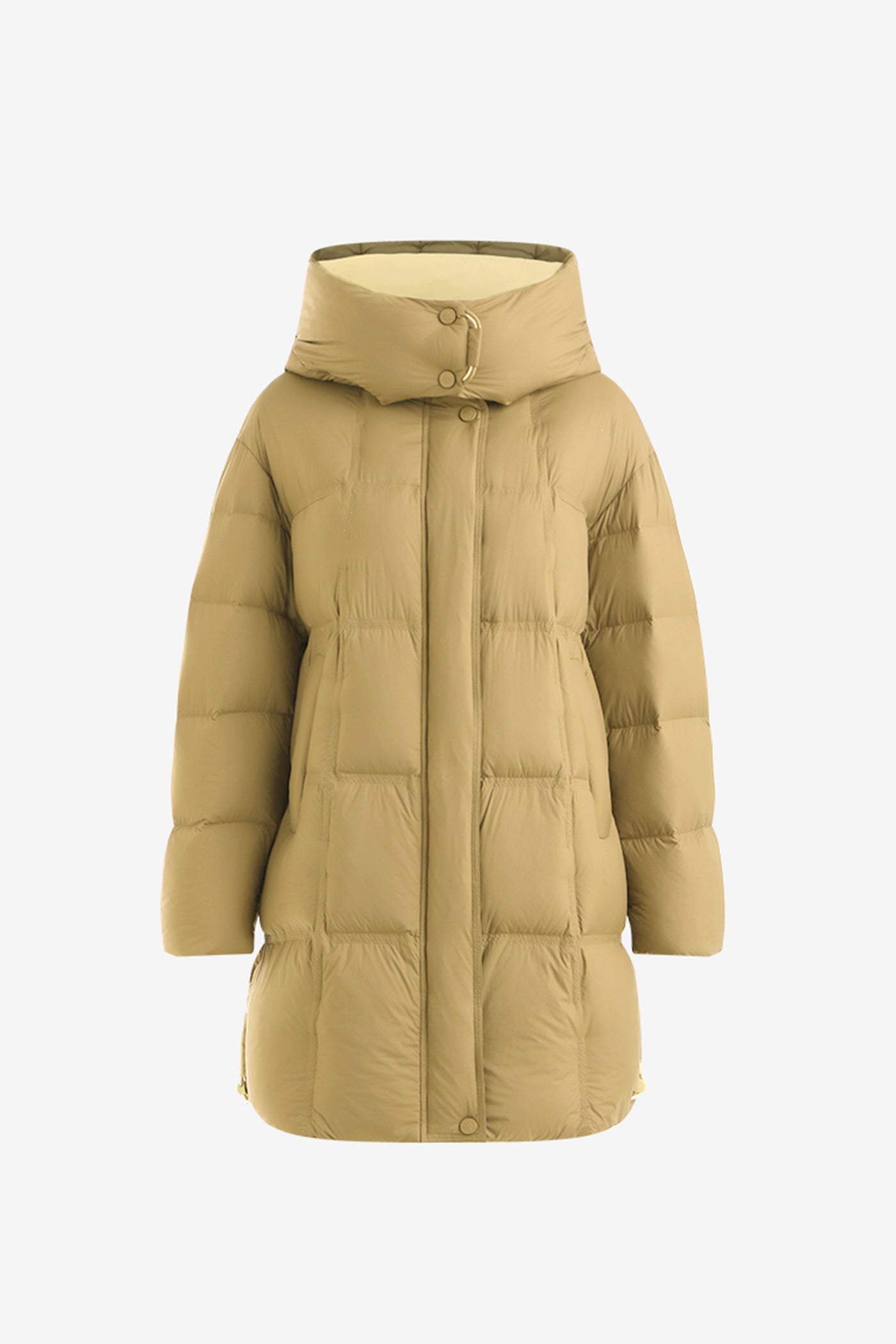 KAMILAN Women's Mid-Length White Goose Down Jacket 2025 Winter Hooded Puffer Coat