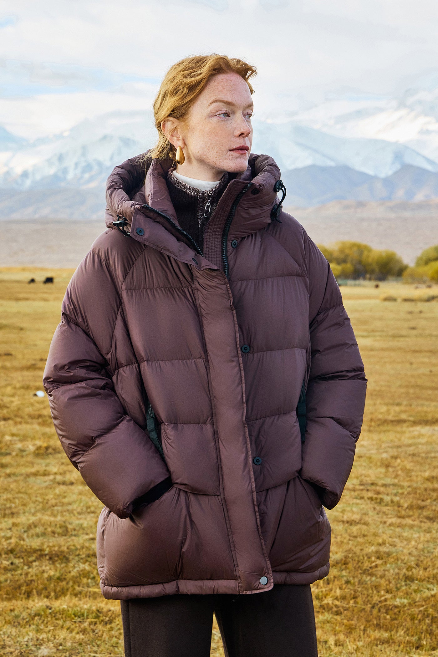 KAMILAN Women's 2025 Winter Down Coat  Fashion Warm White Duck Down Puffer Jacket with Hood