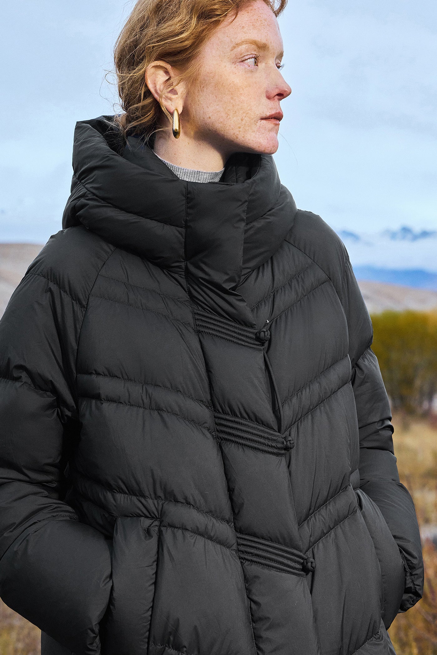 KAMILAN Women's 2025 Winter Over-the-Knee Down Coat  Vintage Mid-Length Hooded Puffer Jacket