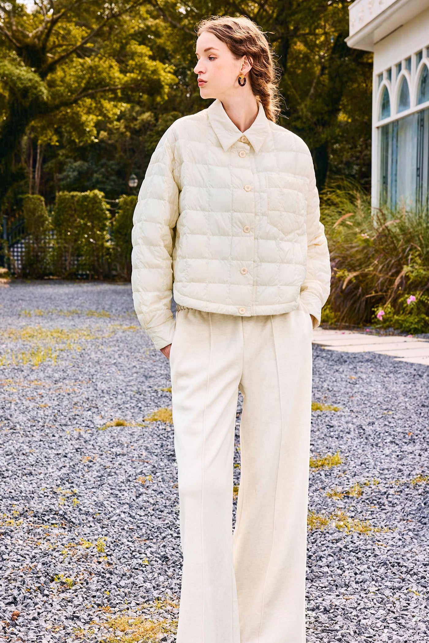 KAMILAN Women's Lightweight Short White Goose Down Jacket  2025 Winter Shirt-Style Puffer Coat