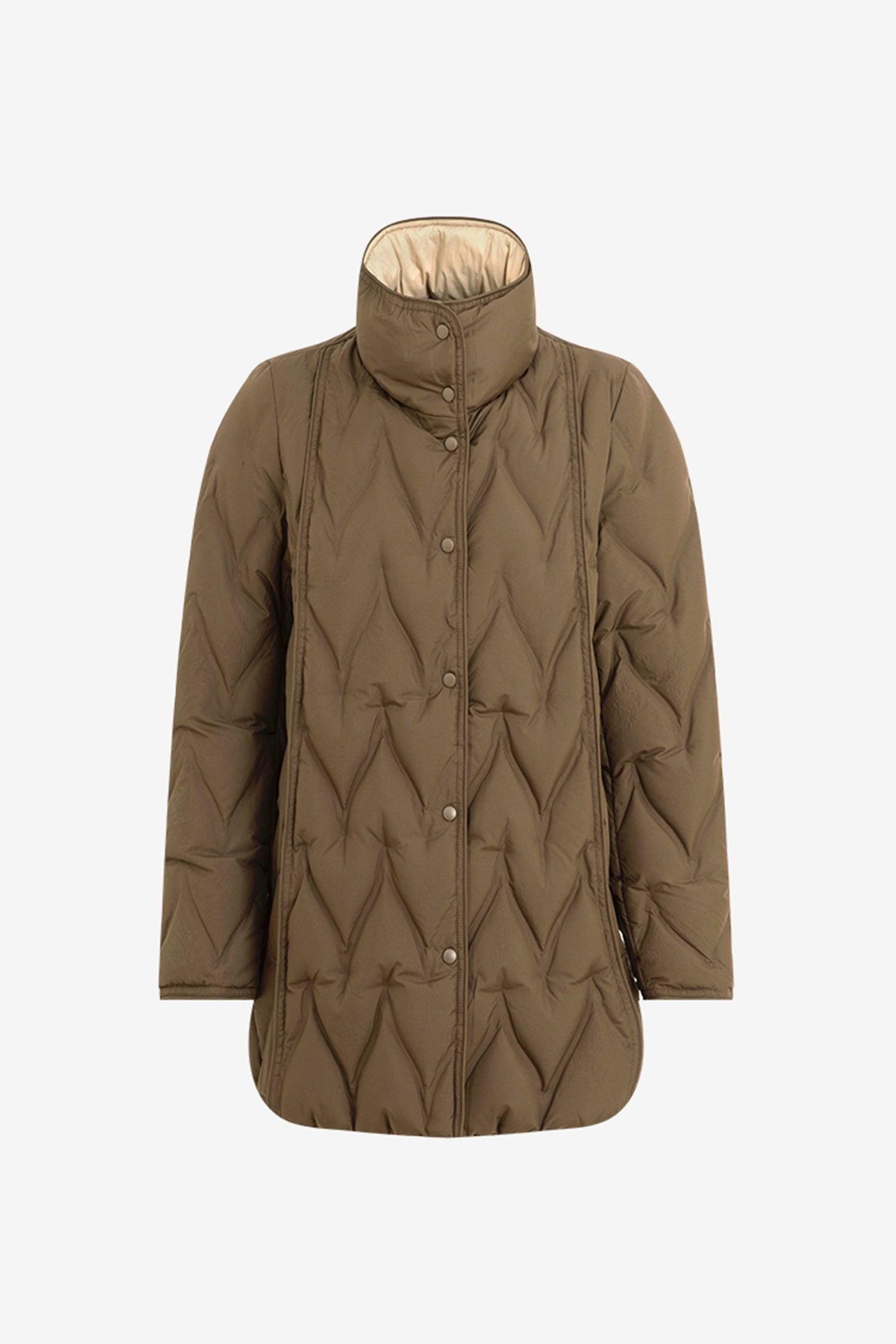 KAMILAN Women's Jacquard Diamond Quilted Down Jacket 2025 Winter High-Neck White Duck Down Puffer Coat