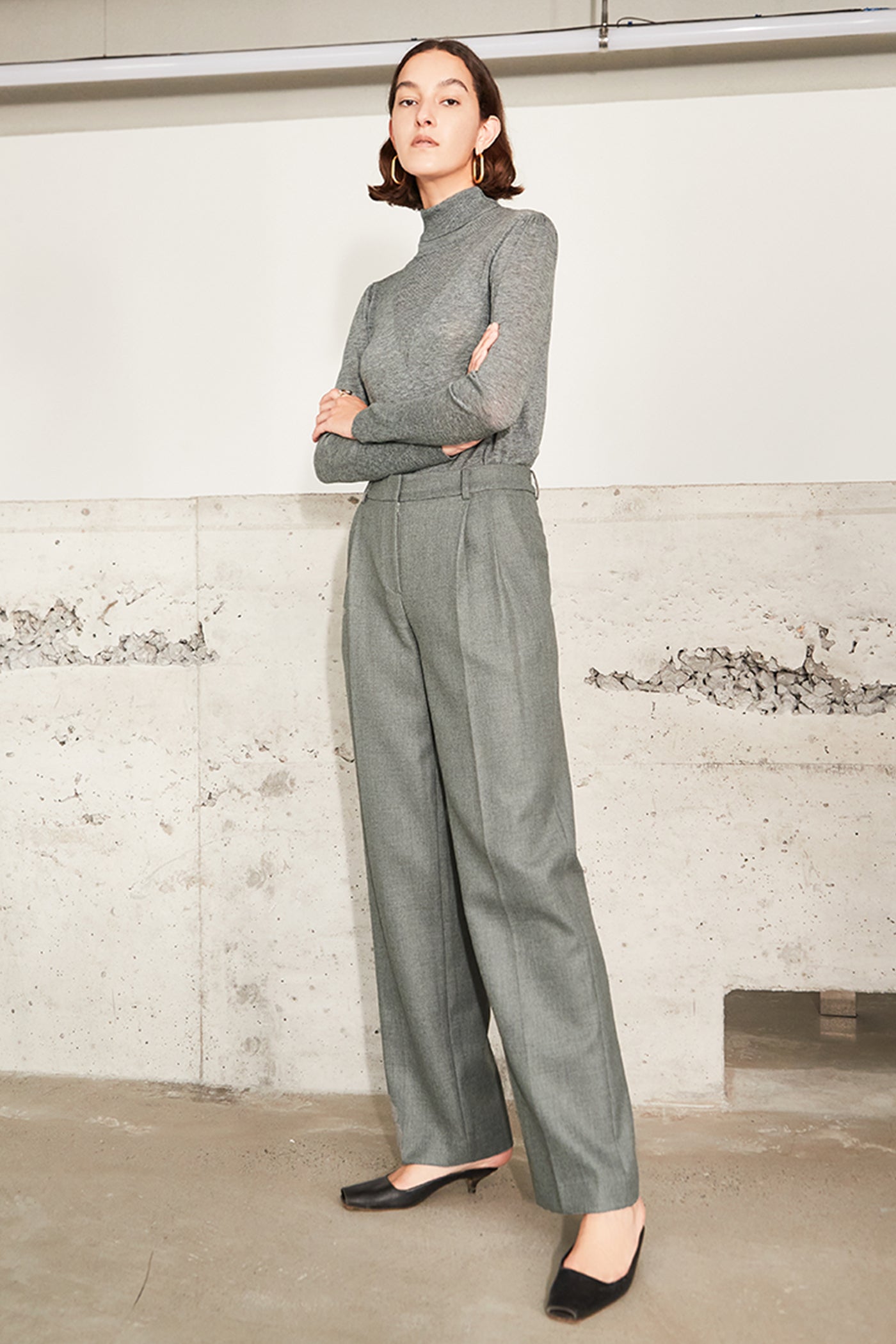 KAMILAN Women's Wool Wide-Leg Trousers 2025 Fall New High-Waist Straight Commuter Pants