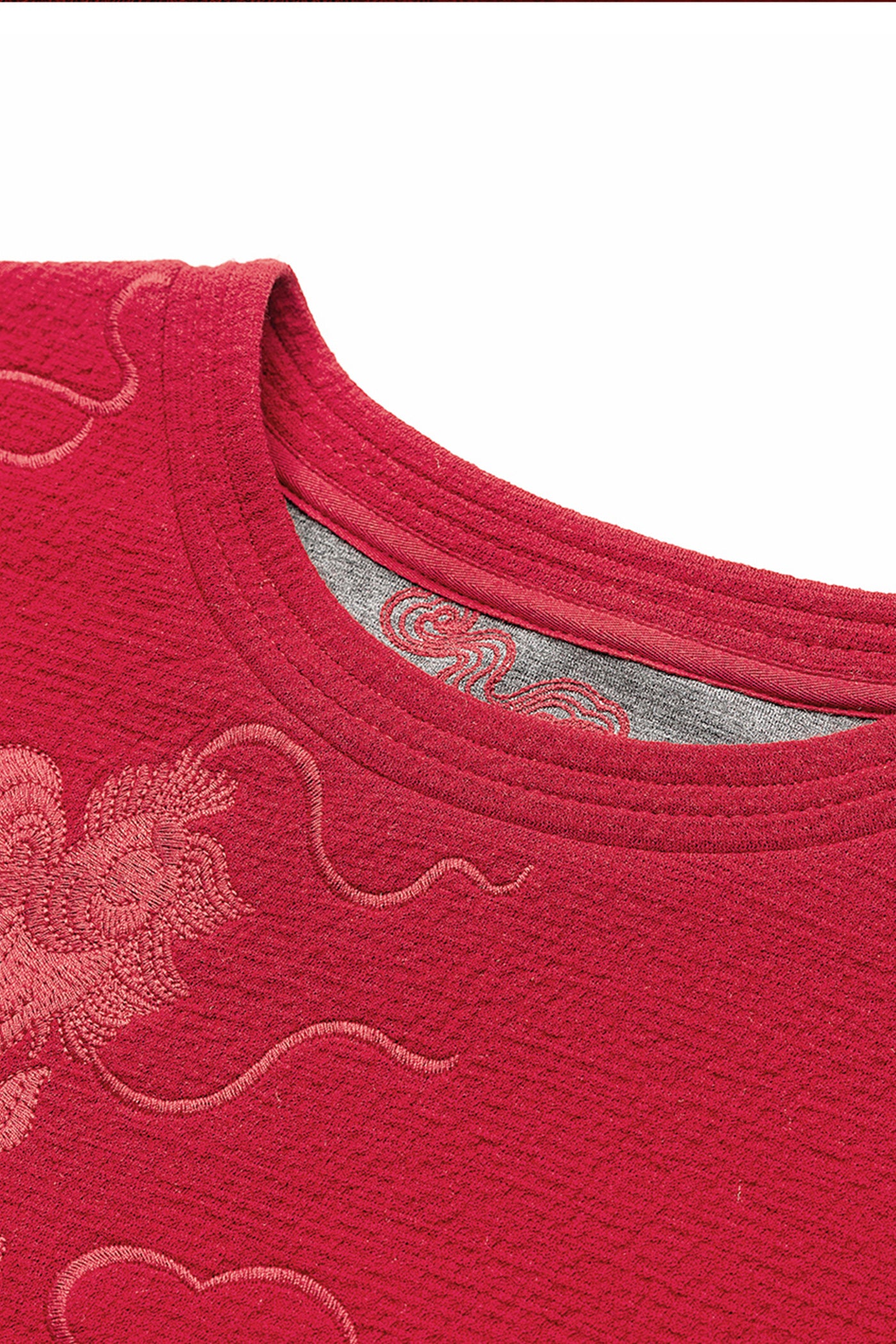KAMILAN Women's Retro Jacquard Sweatshirt – 2025 Autumn New Red Casual Long-Sleeve Pullover Top