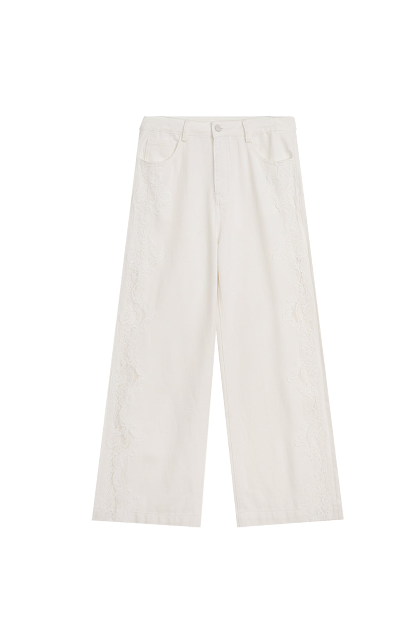 KAMILAN Wide-Leg Trousers with Refined Lace Embellishment
