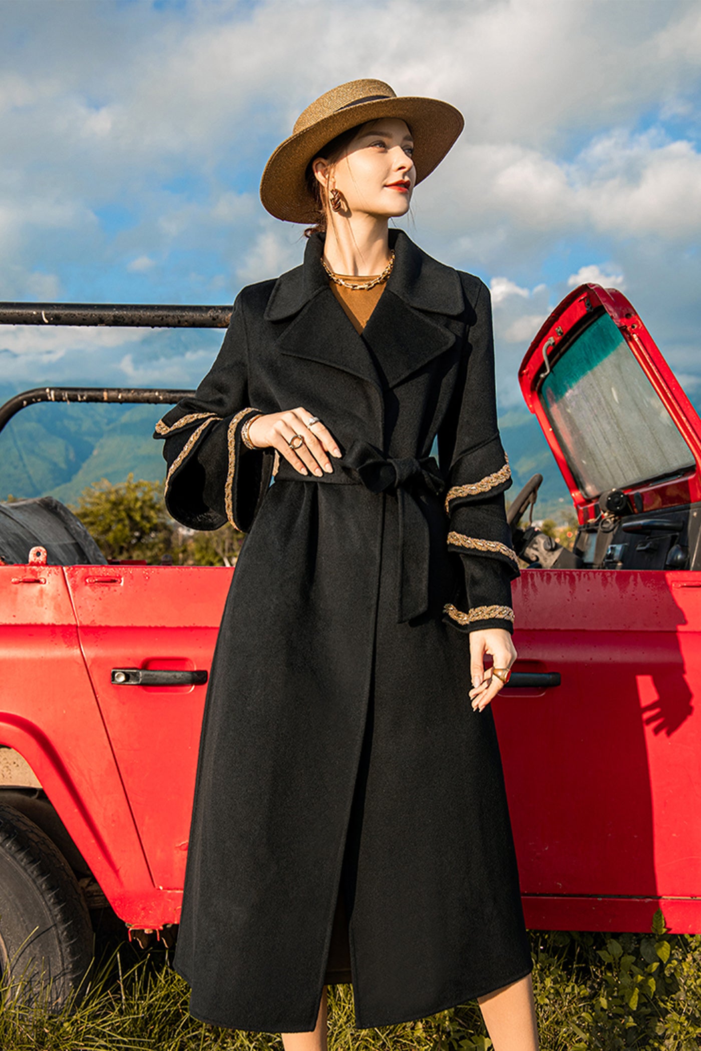 KAMILAN Elegant Double-Faced Wool Overcoat – 2025 Winter New Midi-Length Designer Women's Coat