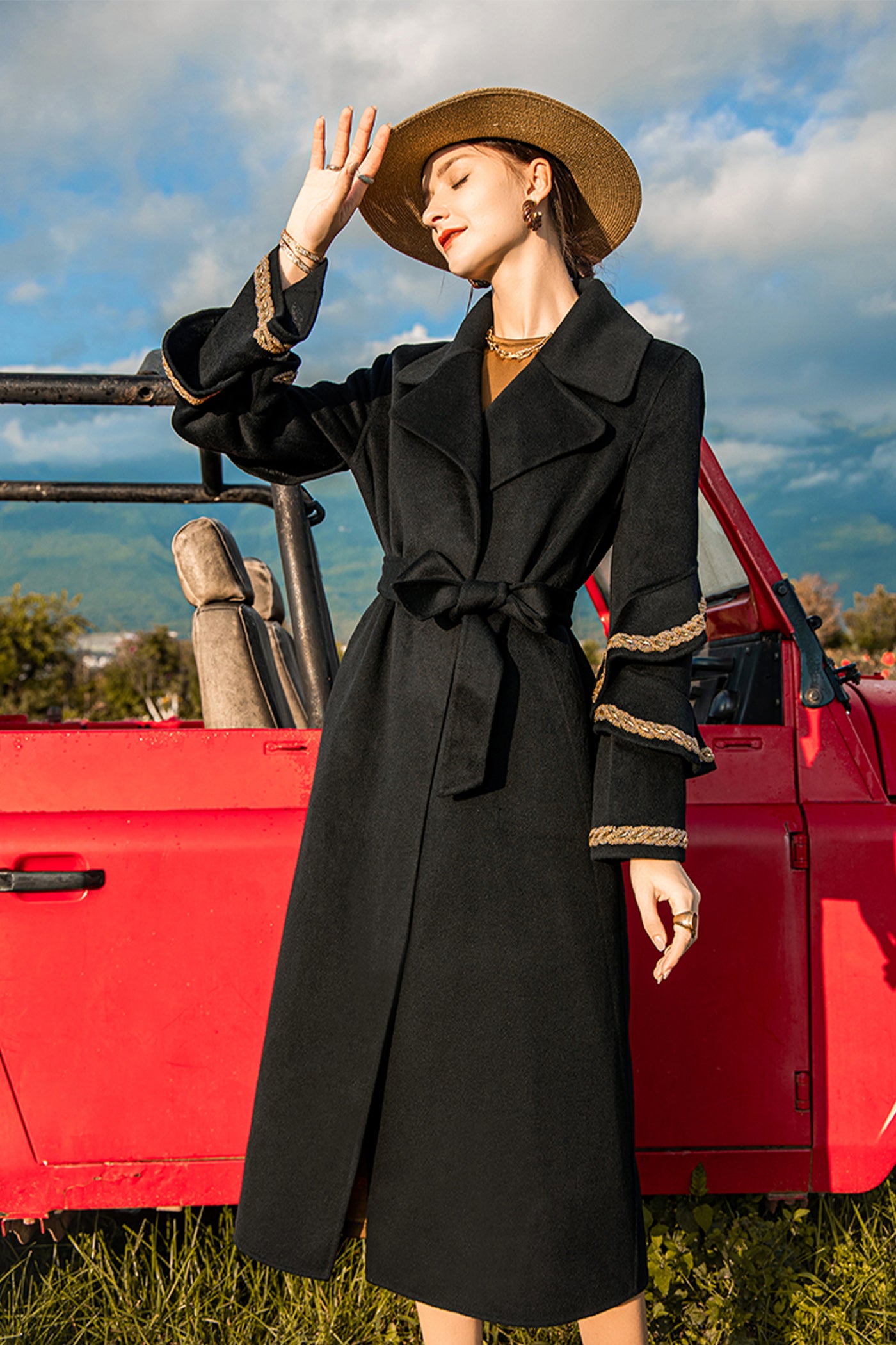 KAMILAN Elegant Double-Faced Wool Overcoat – 2025 Winter New Midi-Length Designer Women's Coat