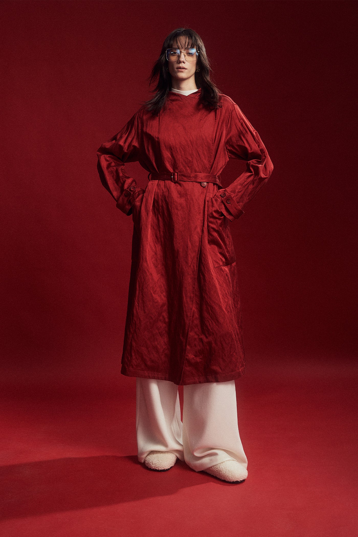 KAMILAN French-Inspired Luxury Belted Trench Dress Coat – 2025 Fall Collection, Mid-Length Custom Design