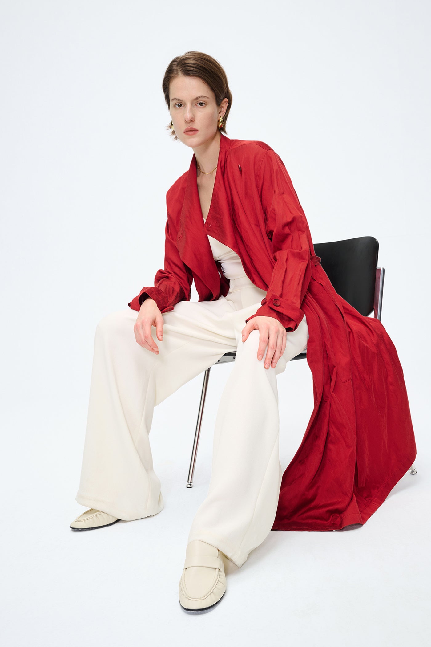 KAMILAN French-Inspired Luxury Belted Trench Dress Coat – 2025 Fall Collection, Mid-Length Custom Design