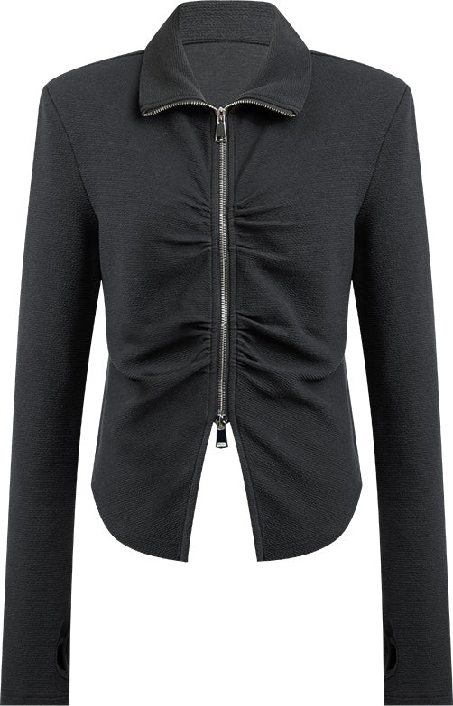 KAMILAN Women's Chic French Style Short Jacket – 2025 Autumn New Slim-Fit High Neck Tailored Top