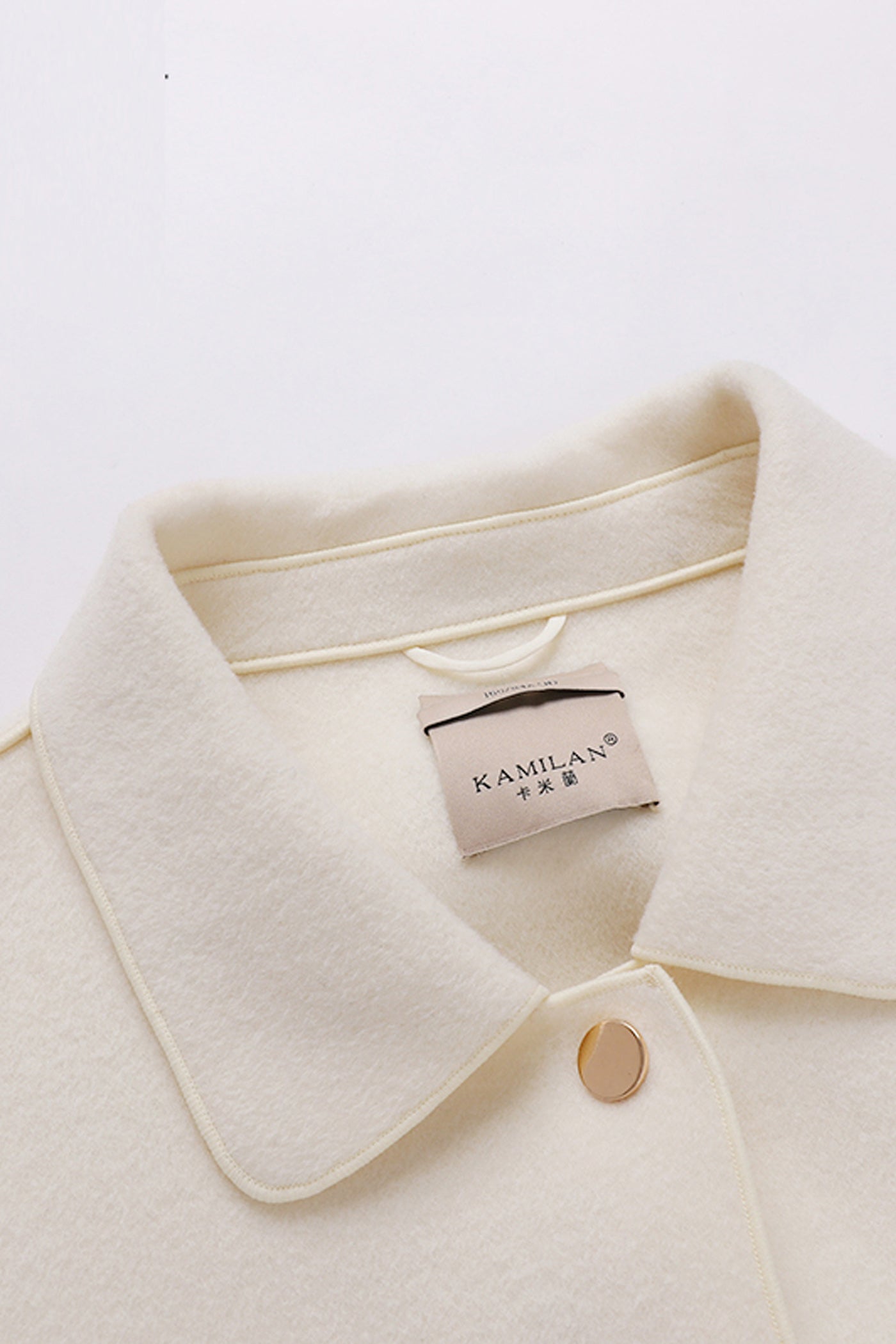 KAMILAN French Short Wool Coat for Women – 2025 Fall Double-Faced Wool Jacket with Polo Collar