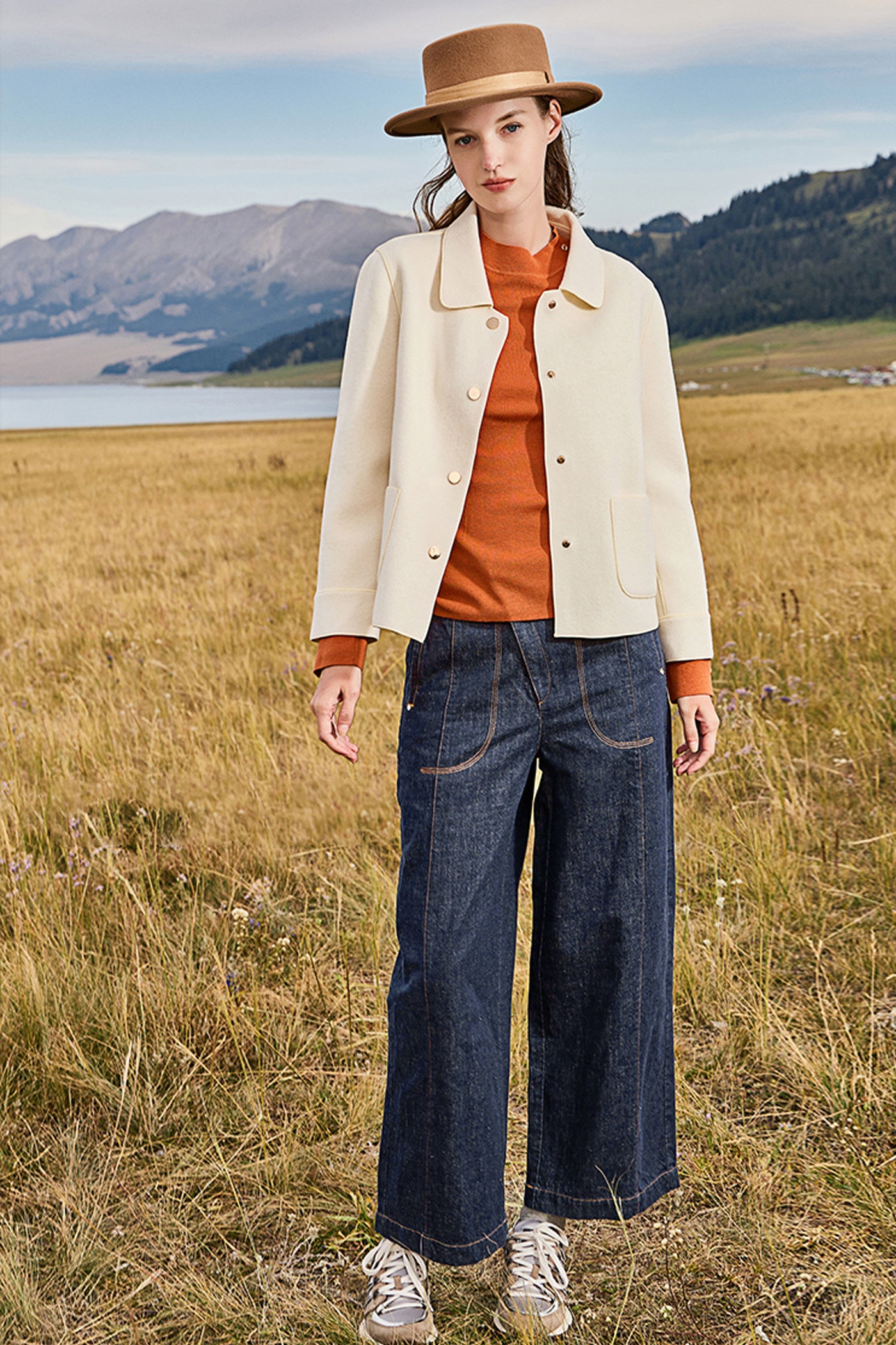 KAMILAN French Short Wool Coat for Women – 2025 Fall Double-Faced Wool Jacket with Polo Collar